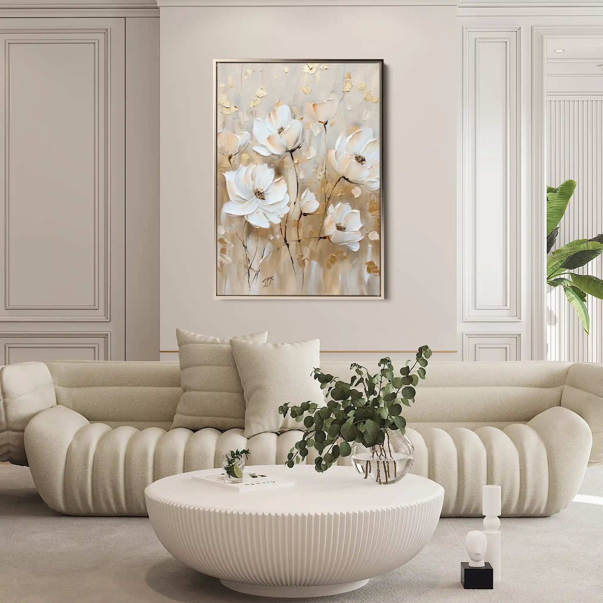 Floral 630 Canvas Art 18" x 24" / 45 x 60 cm / Black
