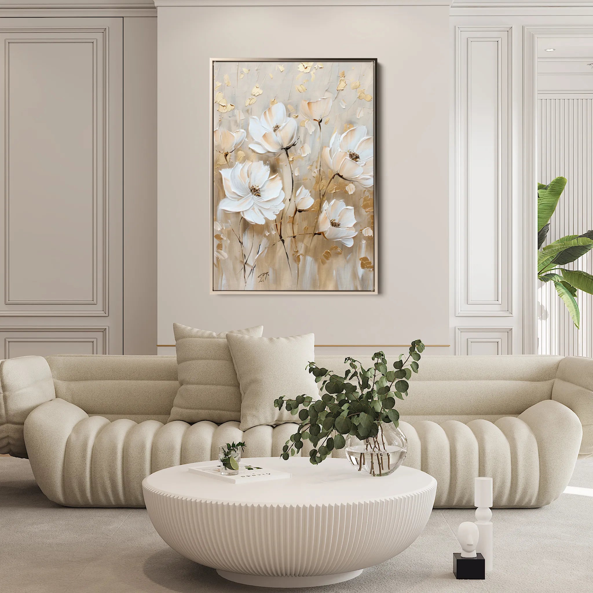 Floral 630 Canvas Art 18" x 24" / 45 x 60 cm / Black
