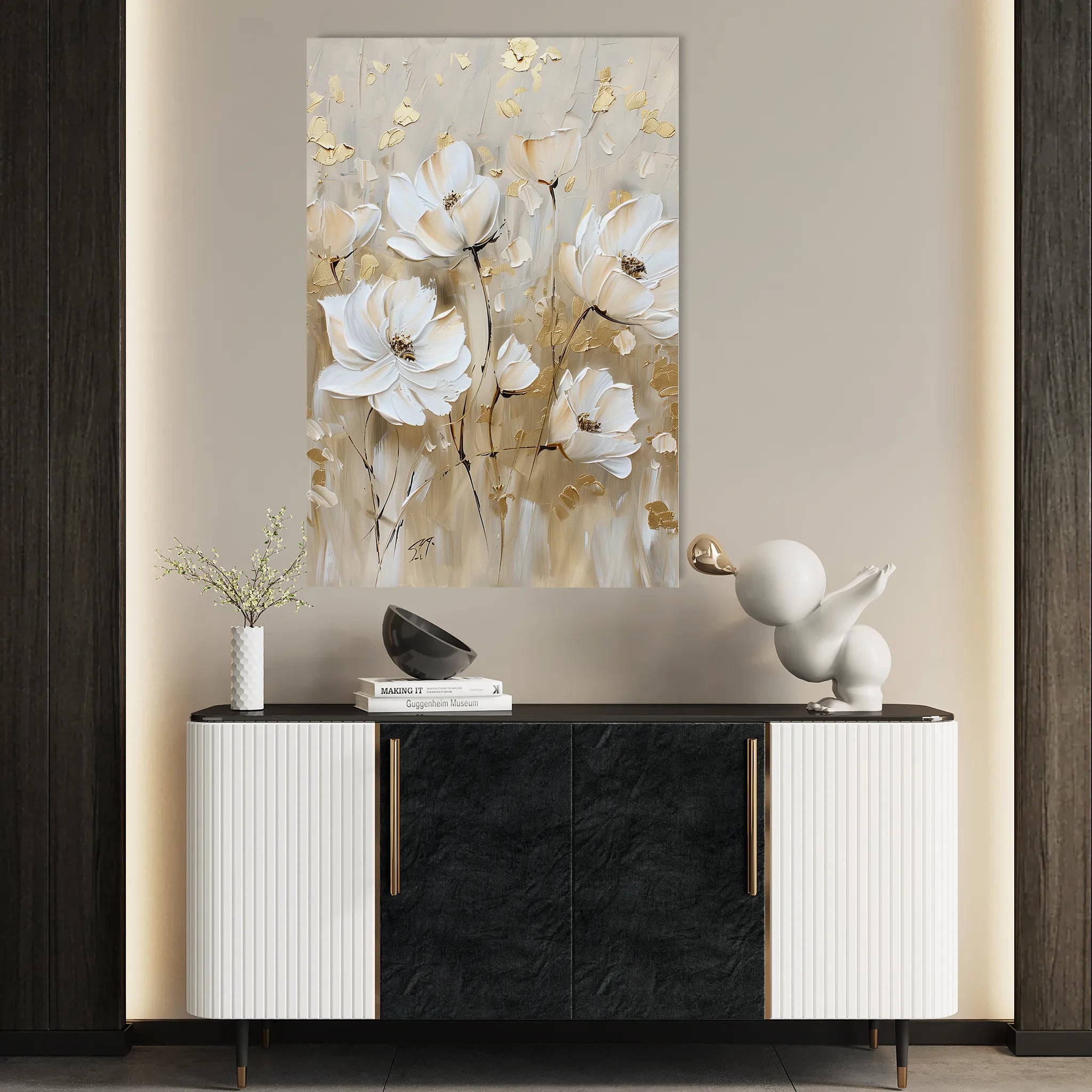 Floral 630 Canvas Art 18" x 24" / 45 x 60 cm / Black