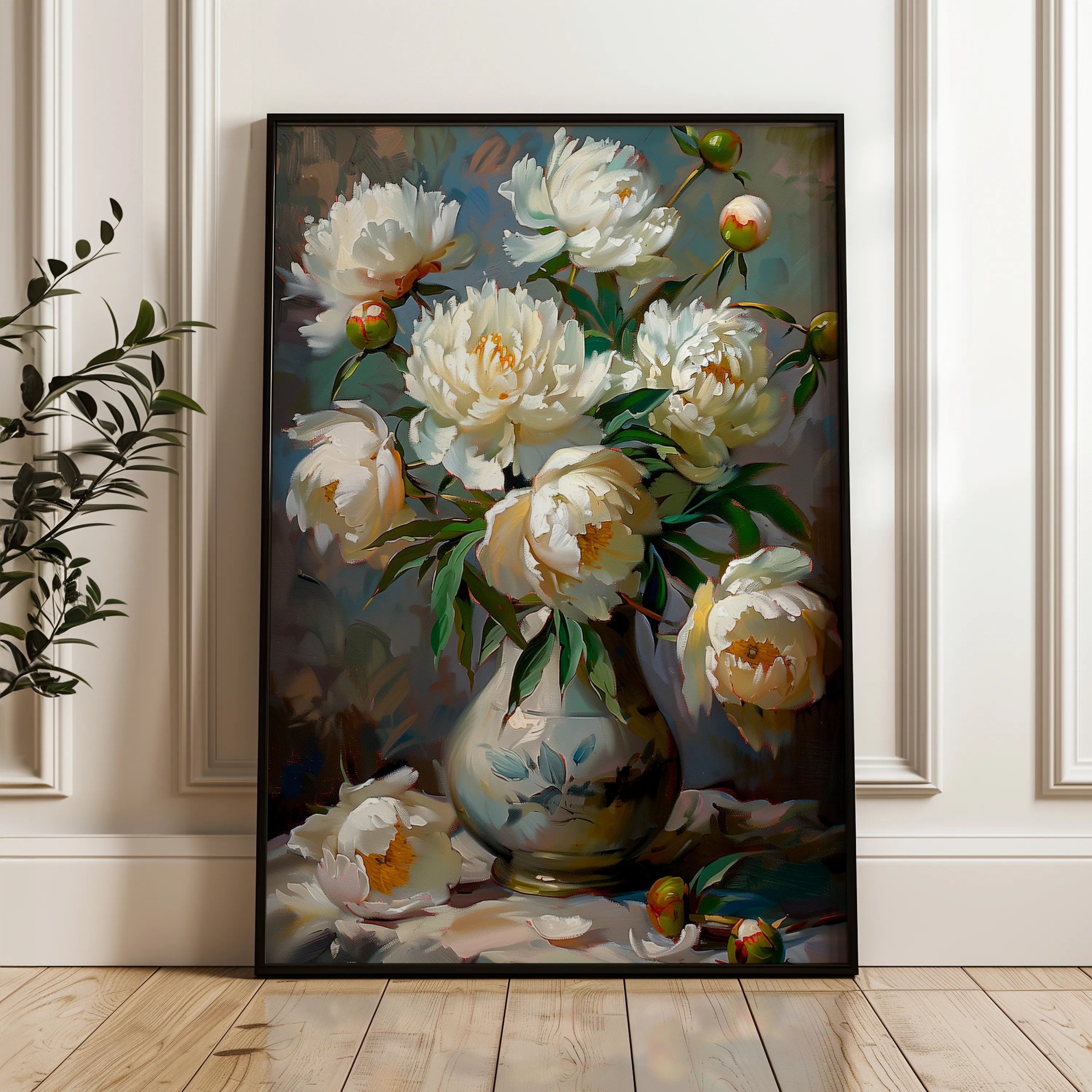 Floral 631 Canvas Art 18" x 24" / 45 x 60 cm / Black