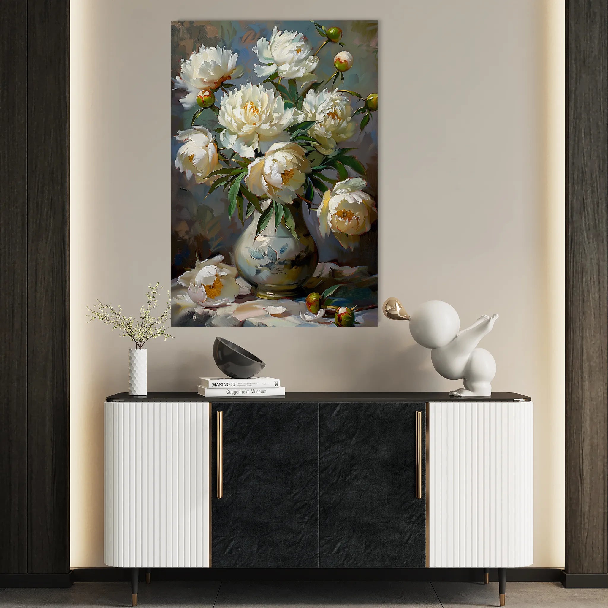 Floral 631 Canvas Art 18" x 24" / 45 x 60 cm / Black