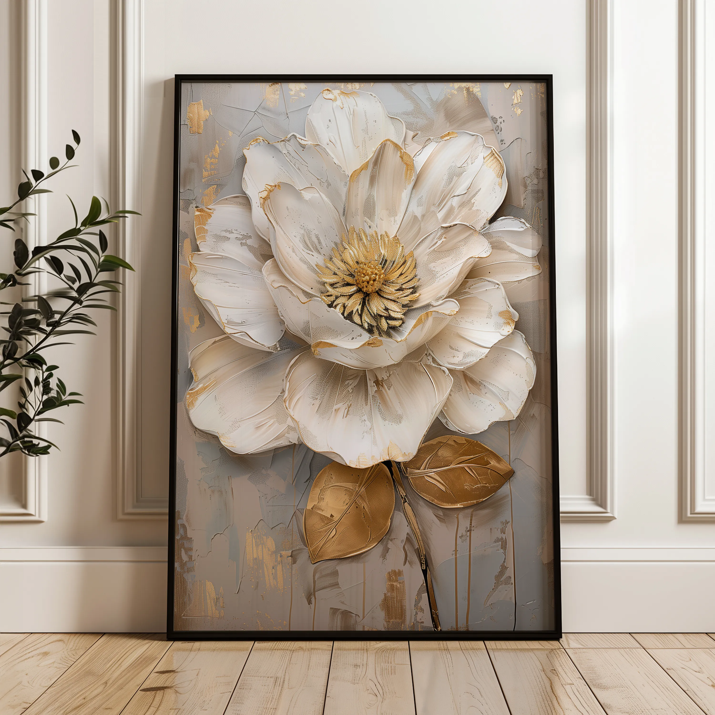 Floral 632 Canvas Art 18" x 24" / 45 x 60 cm / Black