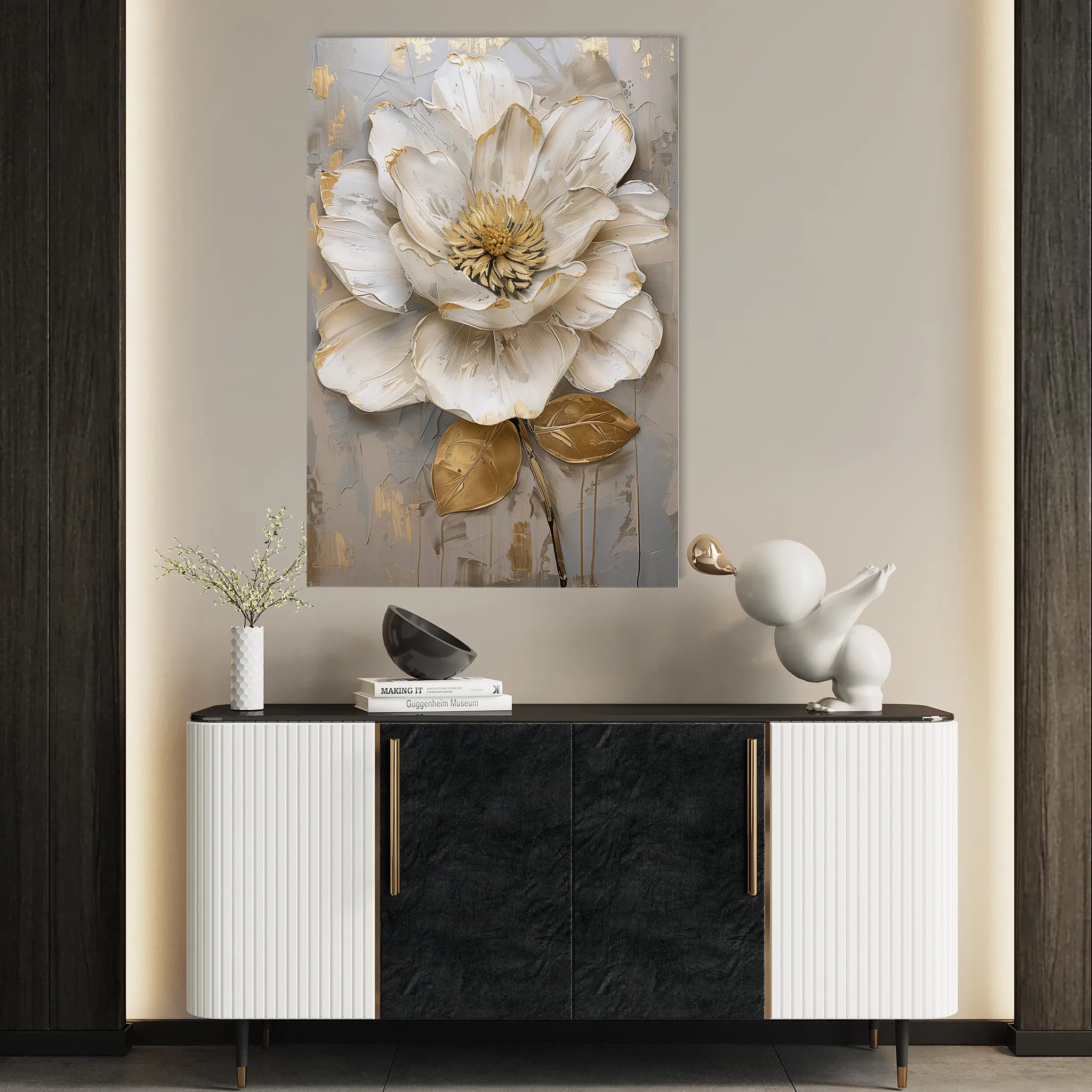 Floral 632 Canvas Art 18" x 24" / 45 x 60 cm / Black
