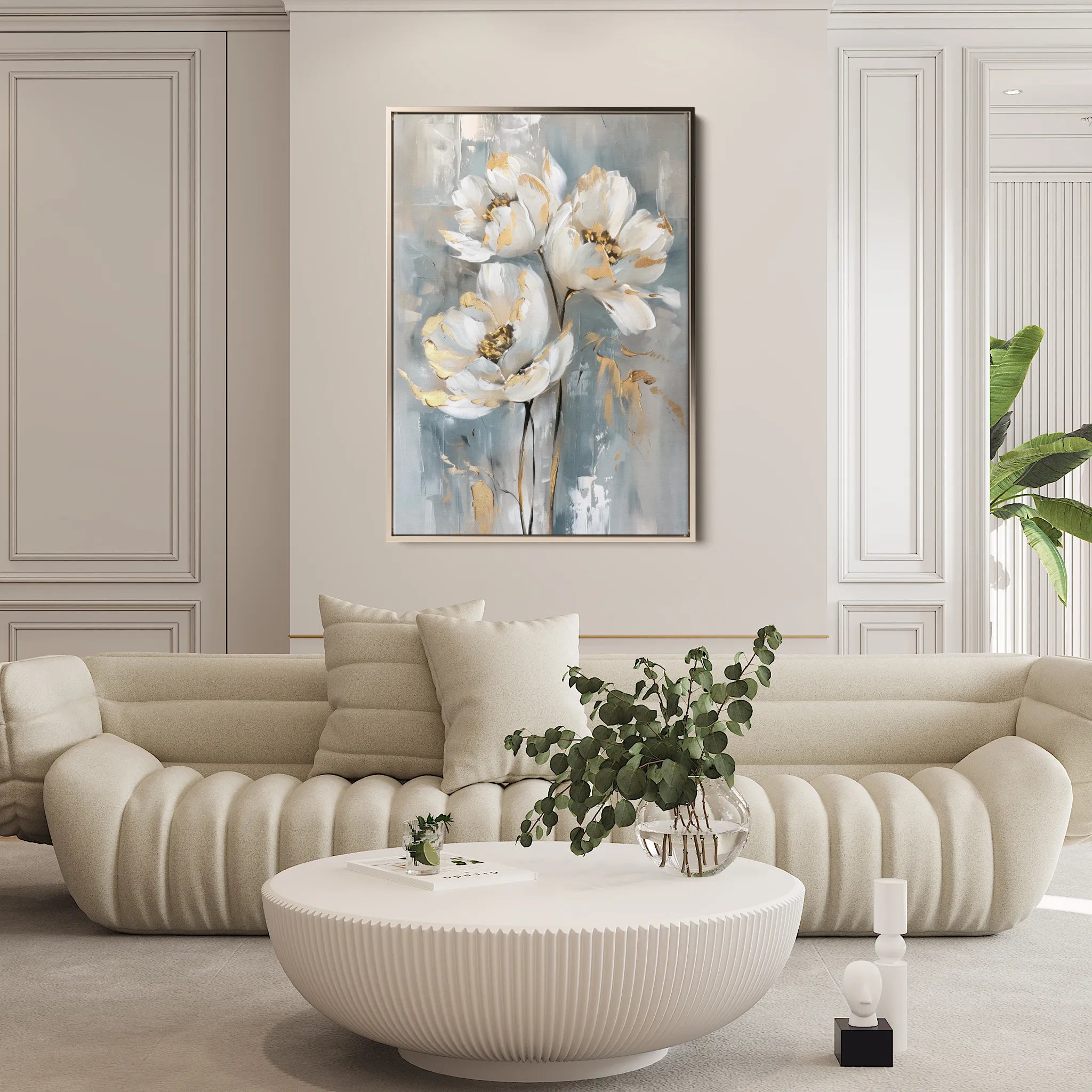 Floral 633 Canvas Art 18" x 24" / 45 x 60 cm / Black