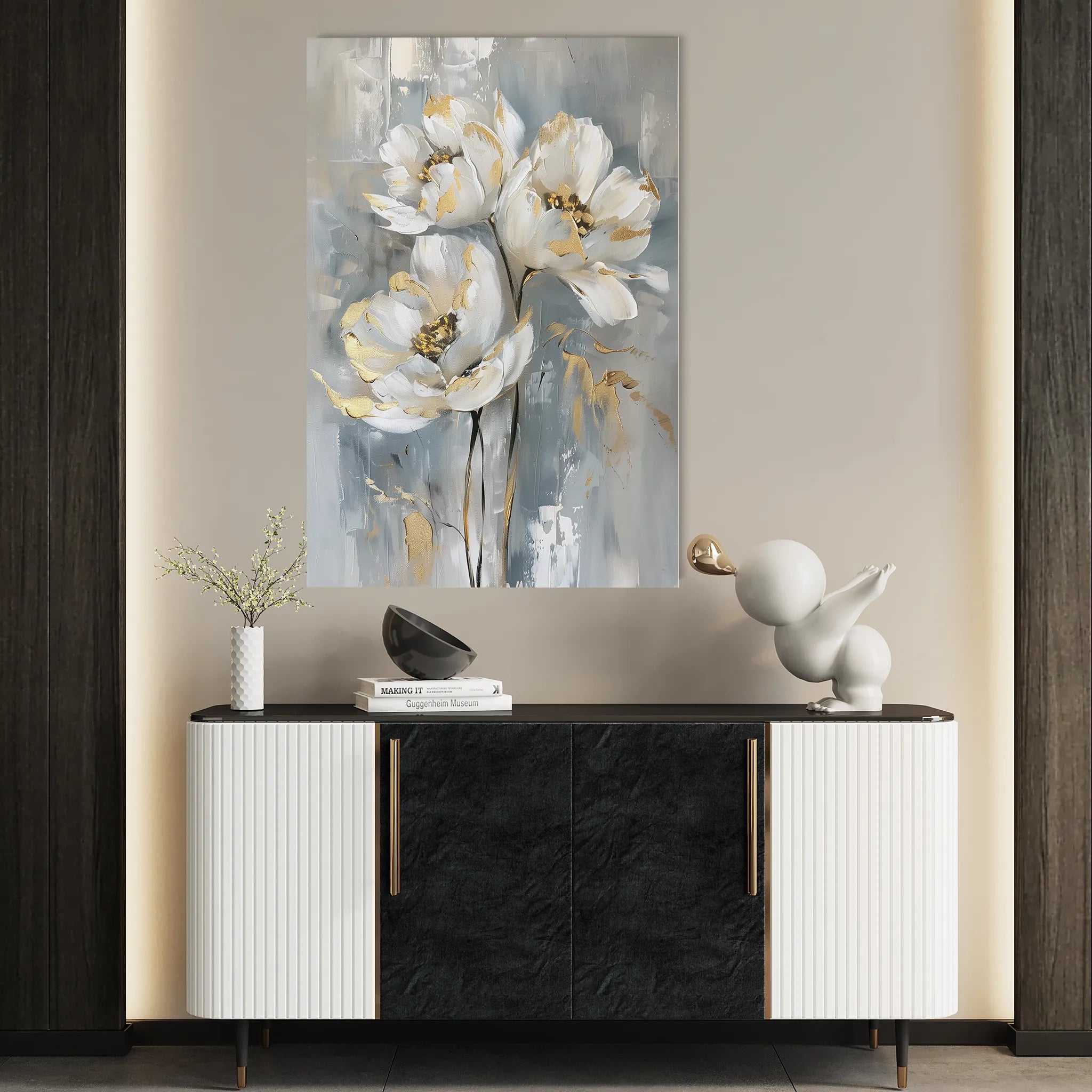 Floral 633 Canvas Art 18" x 24" / 45 x 60 cm / Black