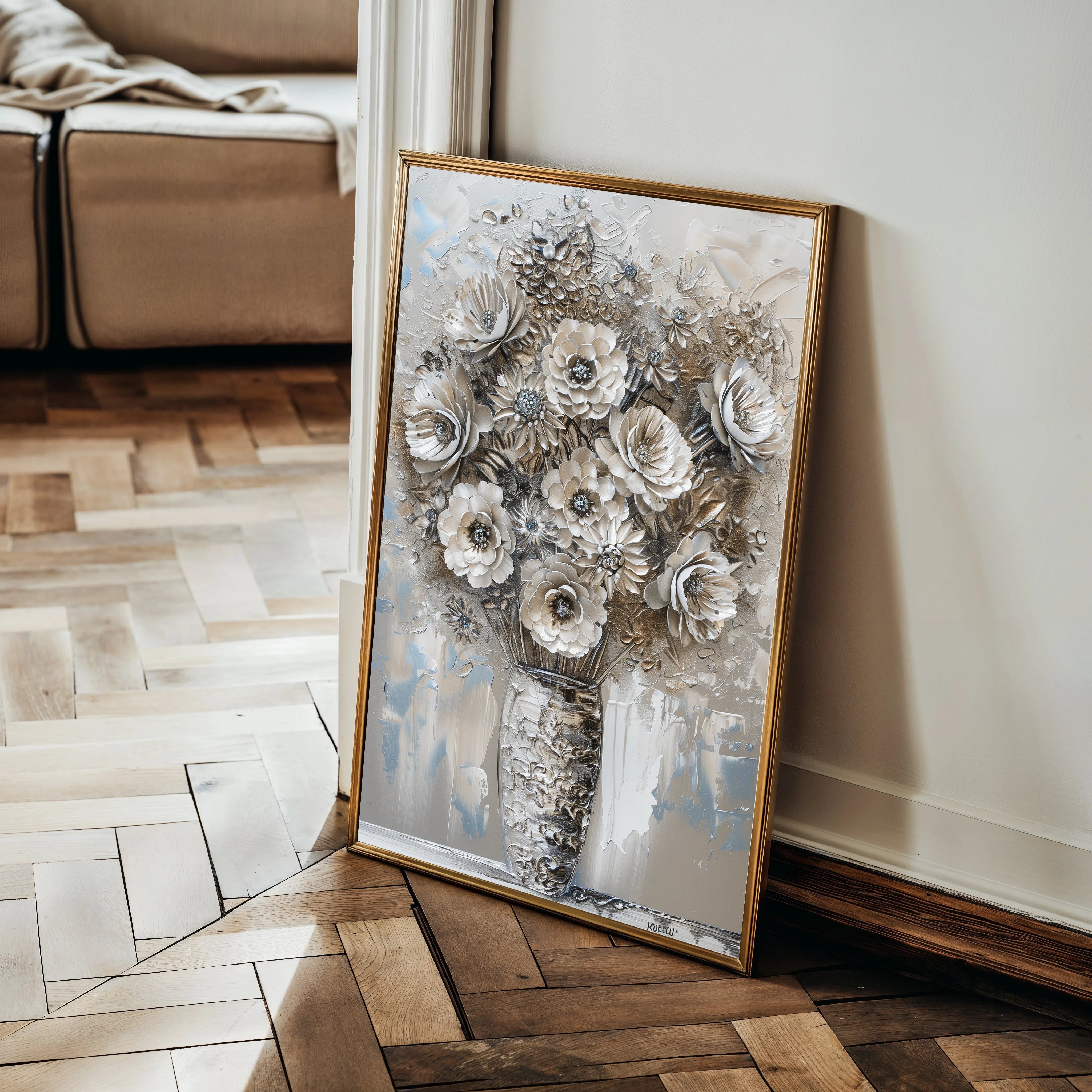 Floral 634 Canvas Art 18" x 24" / 45 x 60 cm / Black