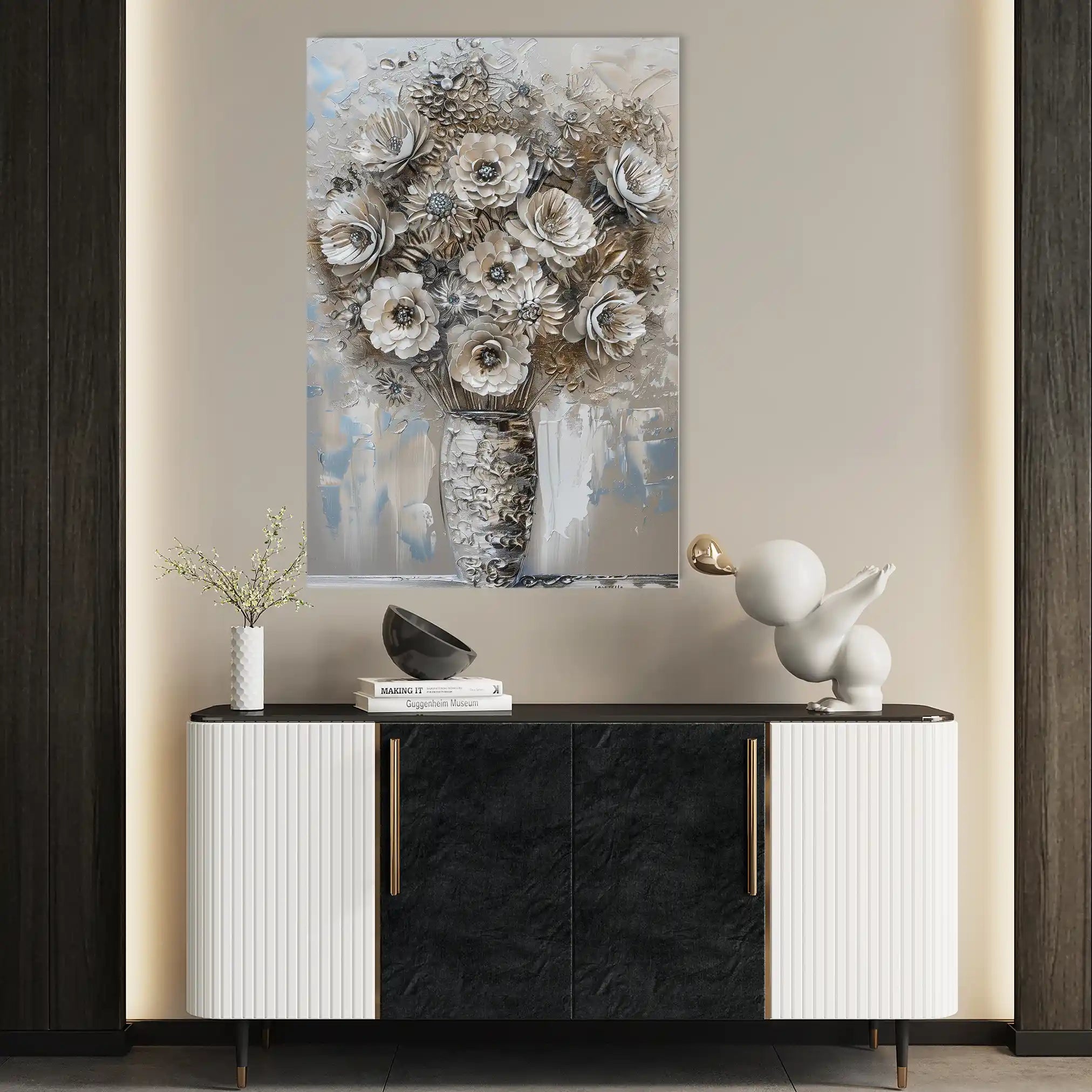 Floral 634 Canvas Art 18" x 24" / 45 x 60 cm / Black