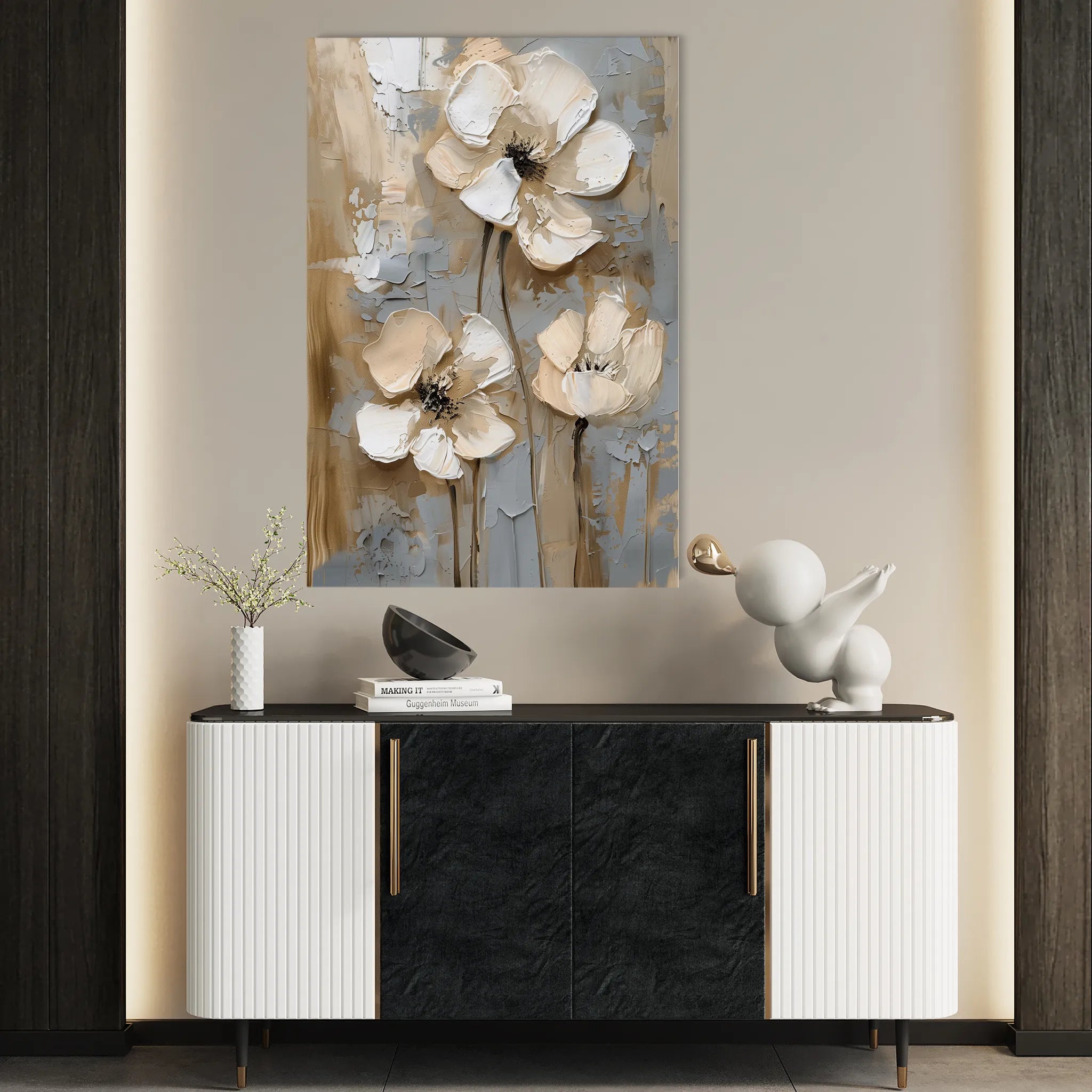 Floral 635 Canvas Art 18" x 24" / 45 x 60 cm / Black