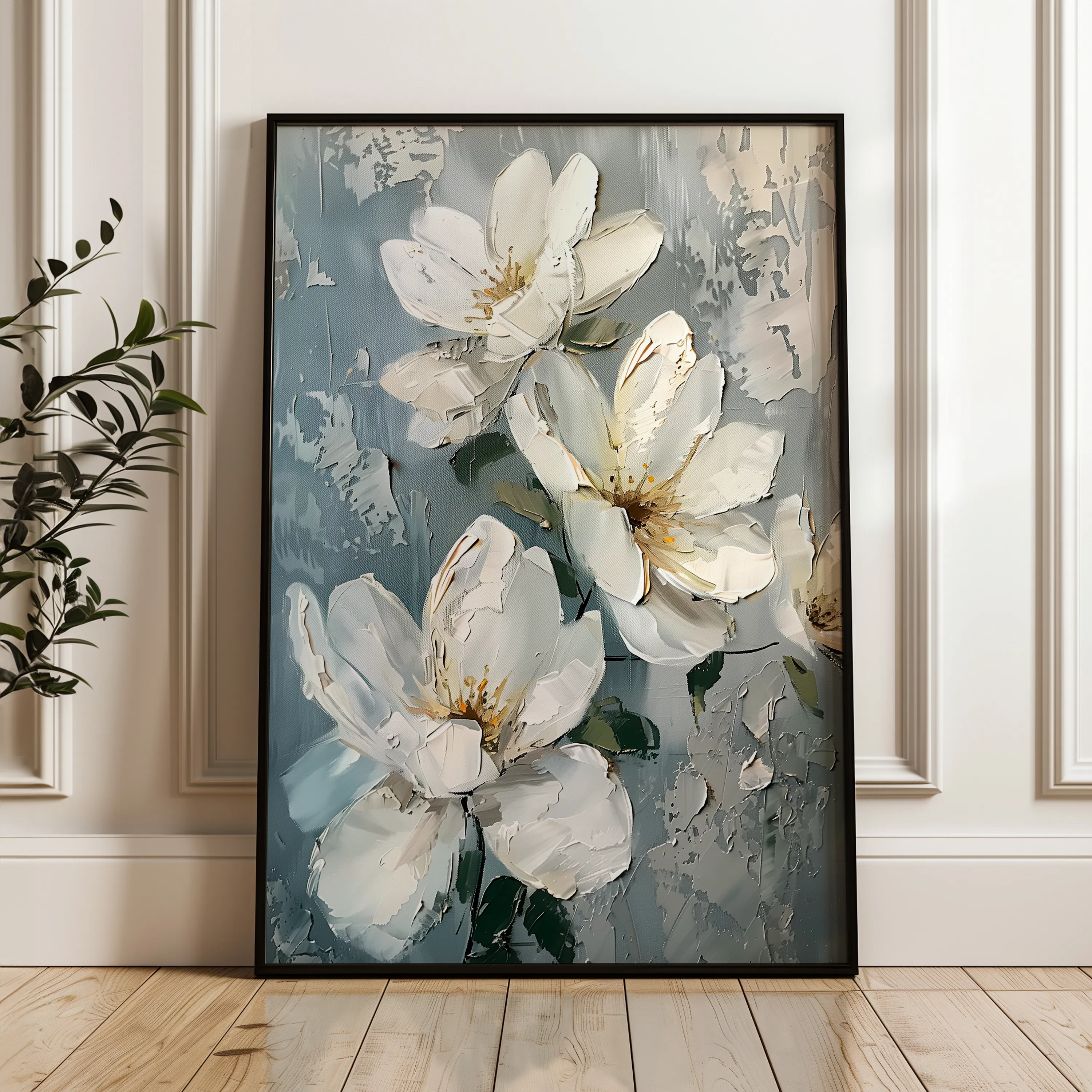 Floral 636 Canvas Art 18" x 24" / 45 x 60 cm / Black