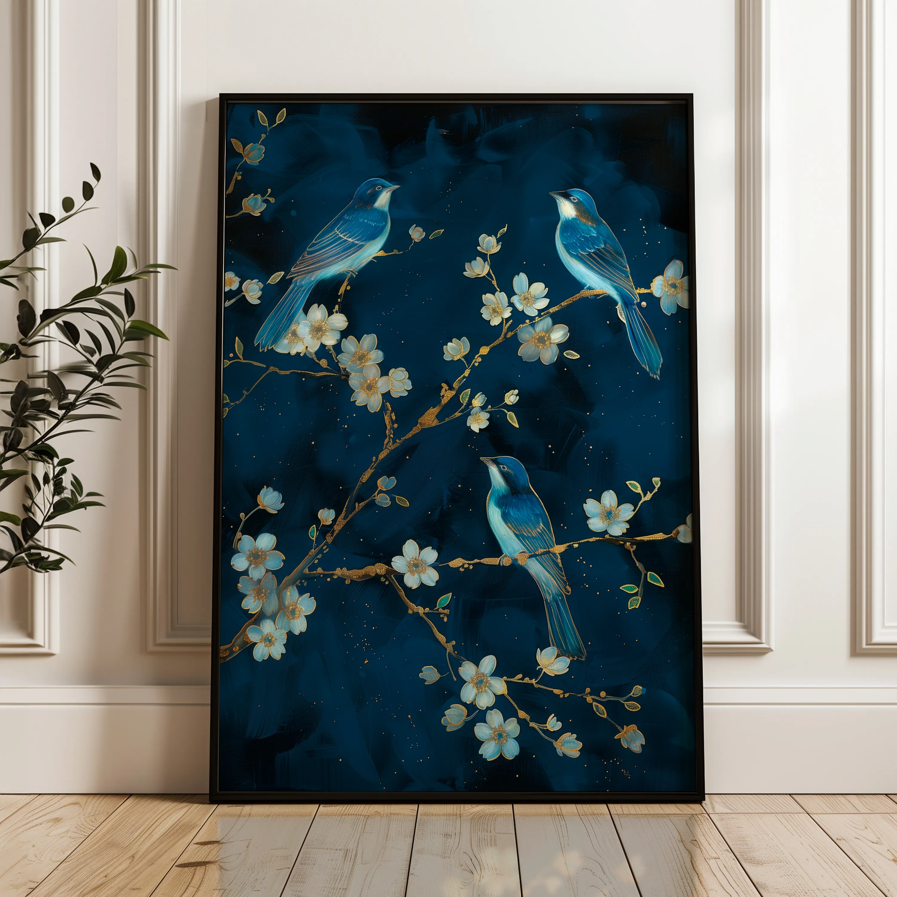 Floral 637 Canvas Art 18" x 24" / 45 x 60 cm / Black
