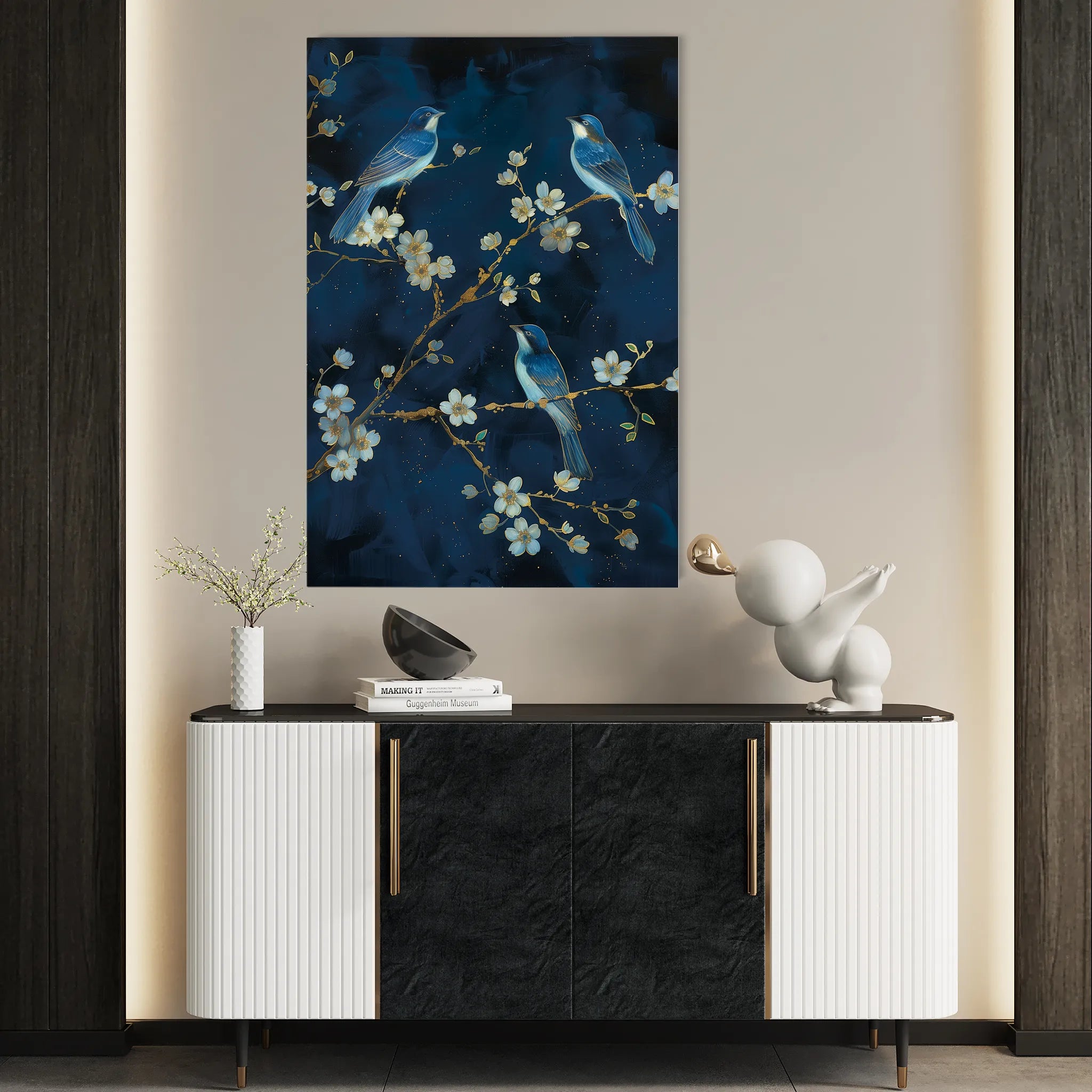 Floral 637 Canvas Art 18" x 24" / 45 x 60 cm / Black