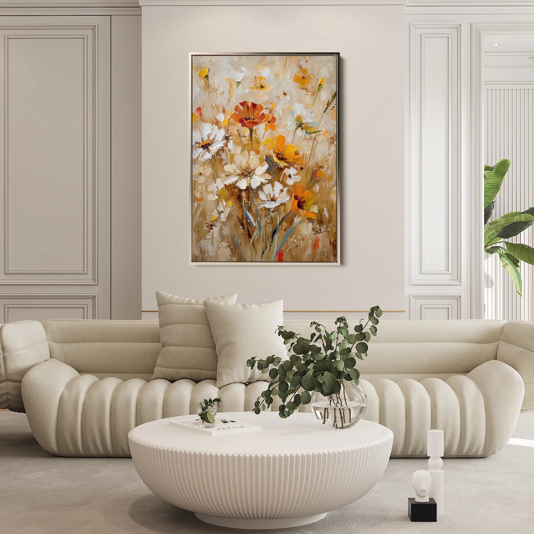 Floral 638 Canvas Art 18" x 24" / 45 x 60 cm / Black