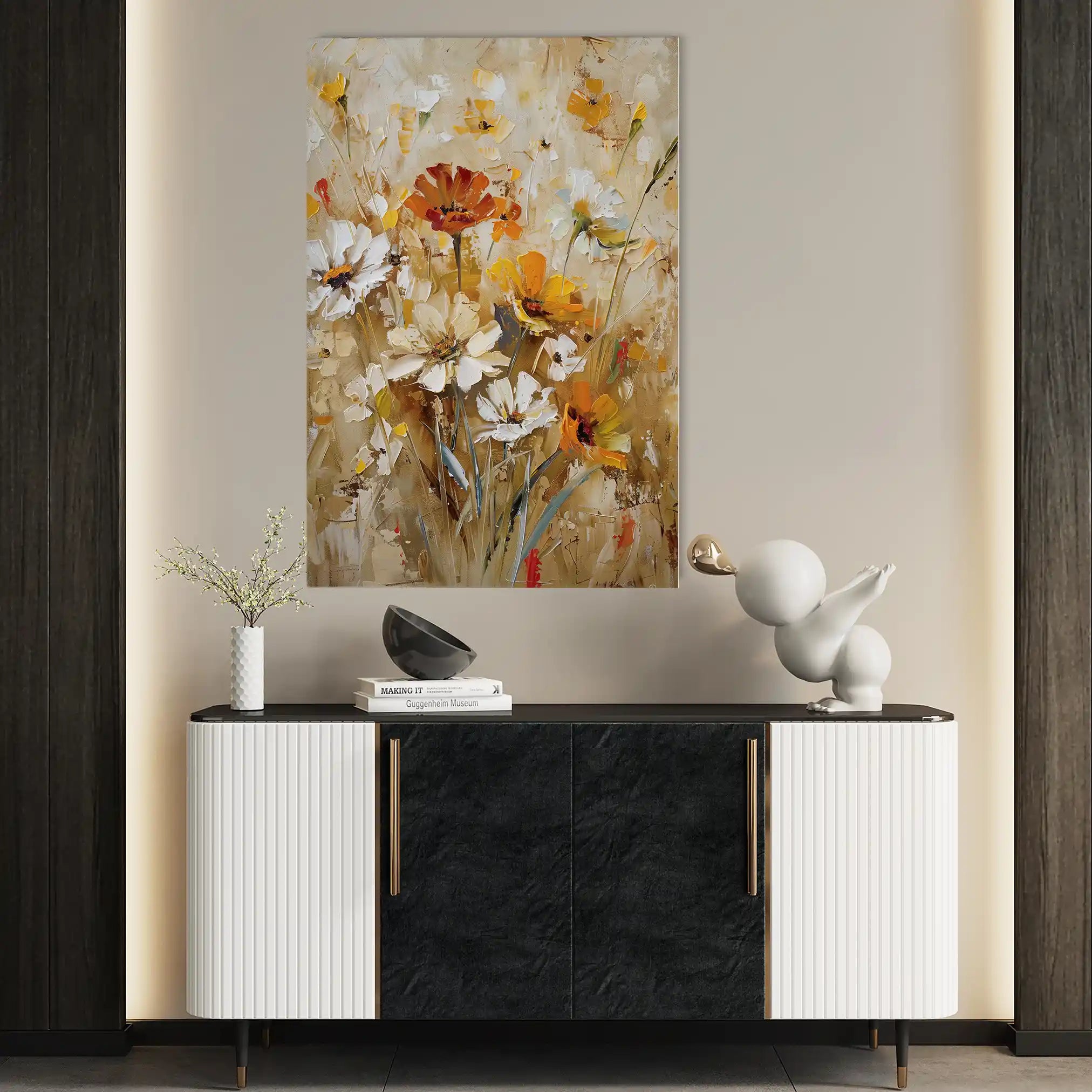 Floral 638 Canvas Art 60 x 40 cm / Black