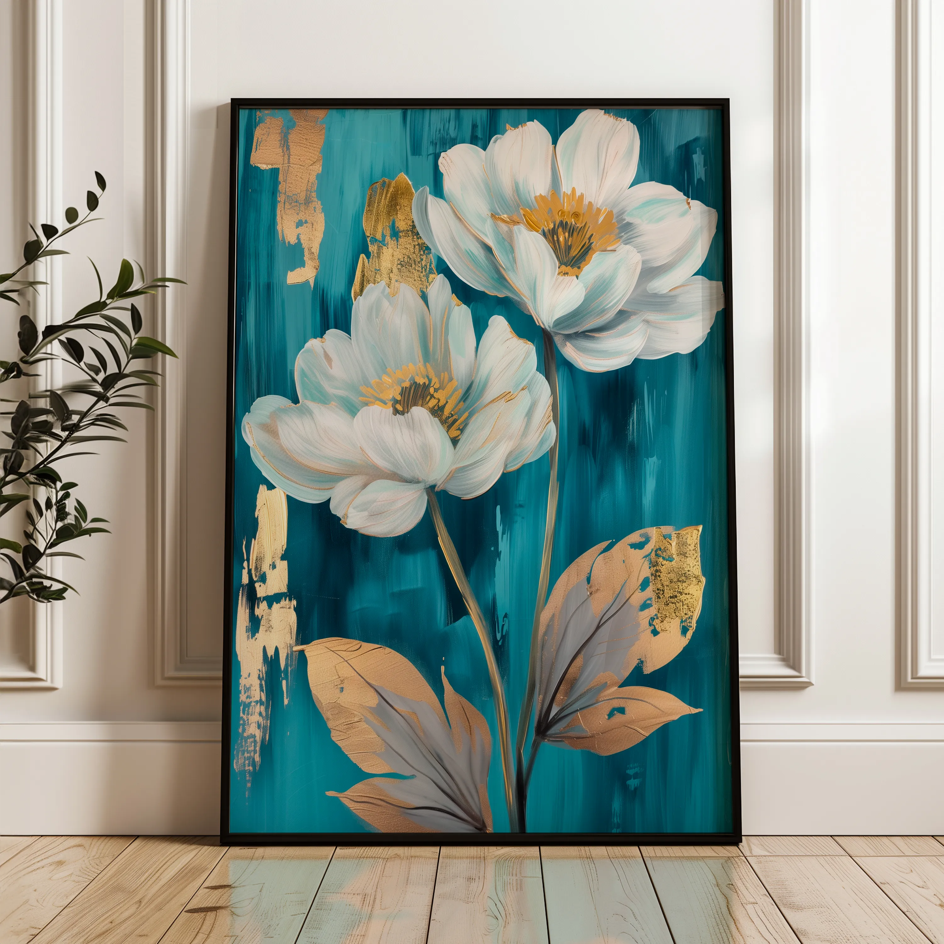 Floral 639 Canvas Art 18" x 24" / 45 x 60 cm / Black