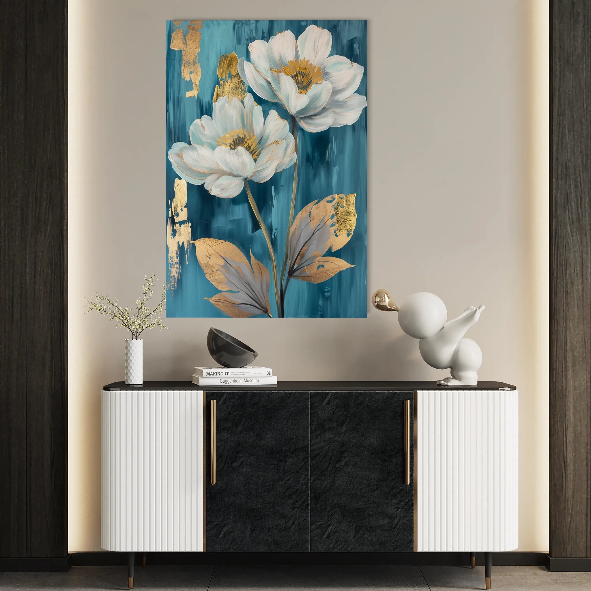 Floral 639 Canvas Art 18" x 24" / 45 x 60 cm / Black