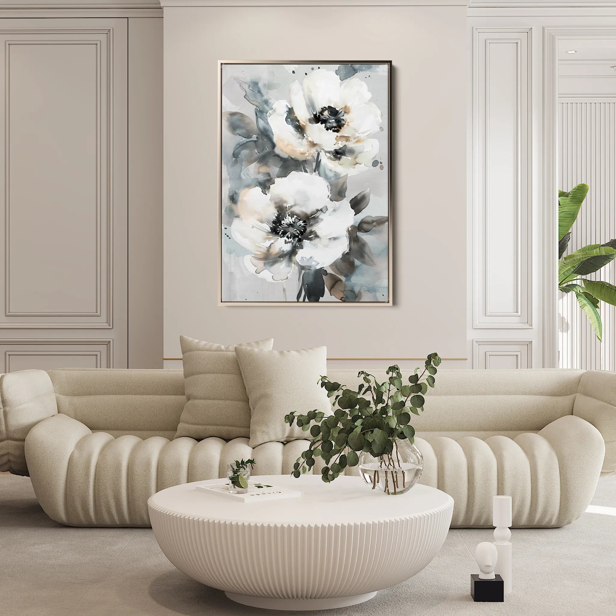 Floral 640 Canvas Art 18" x 24" / 45 x 60 cm / Black