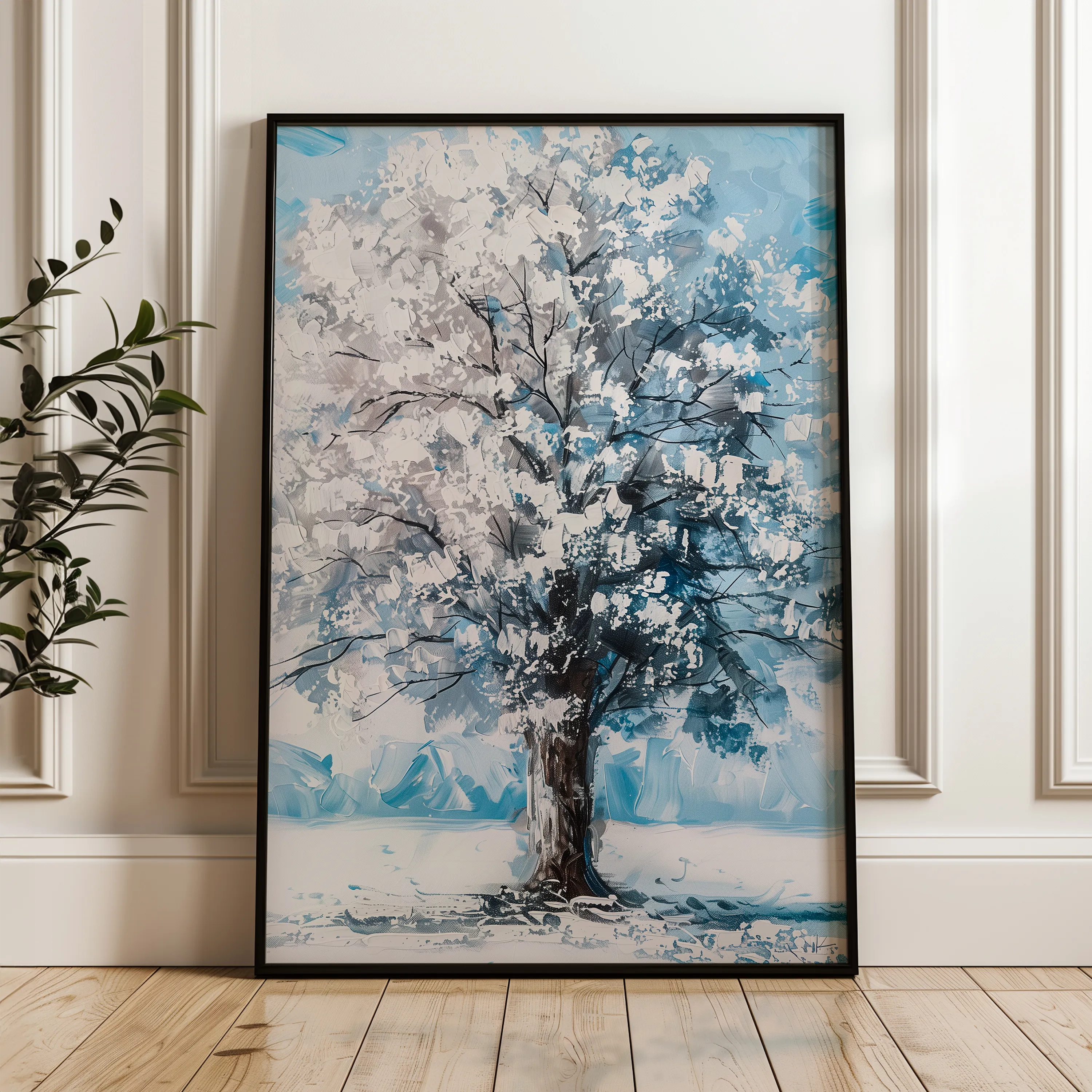 Floral 641 Canvas Art 18" x 24" / 45 x 60 cm / Black