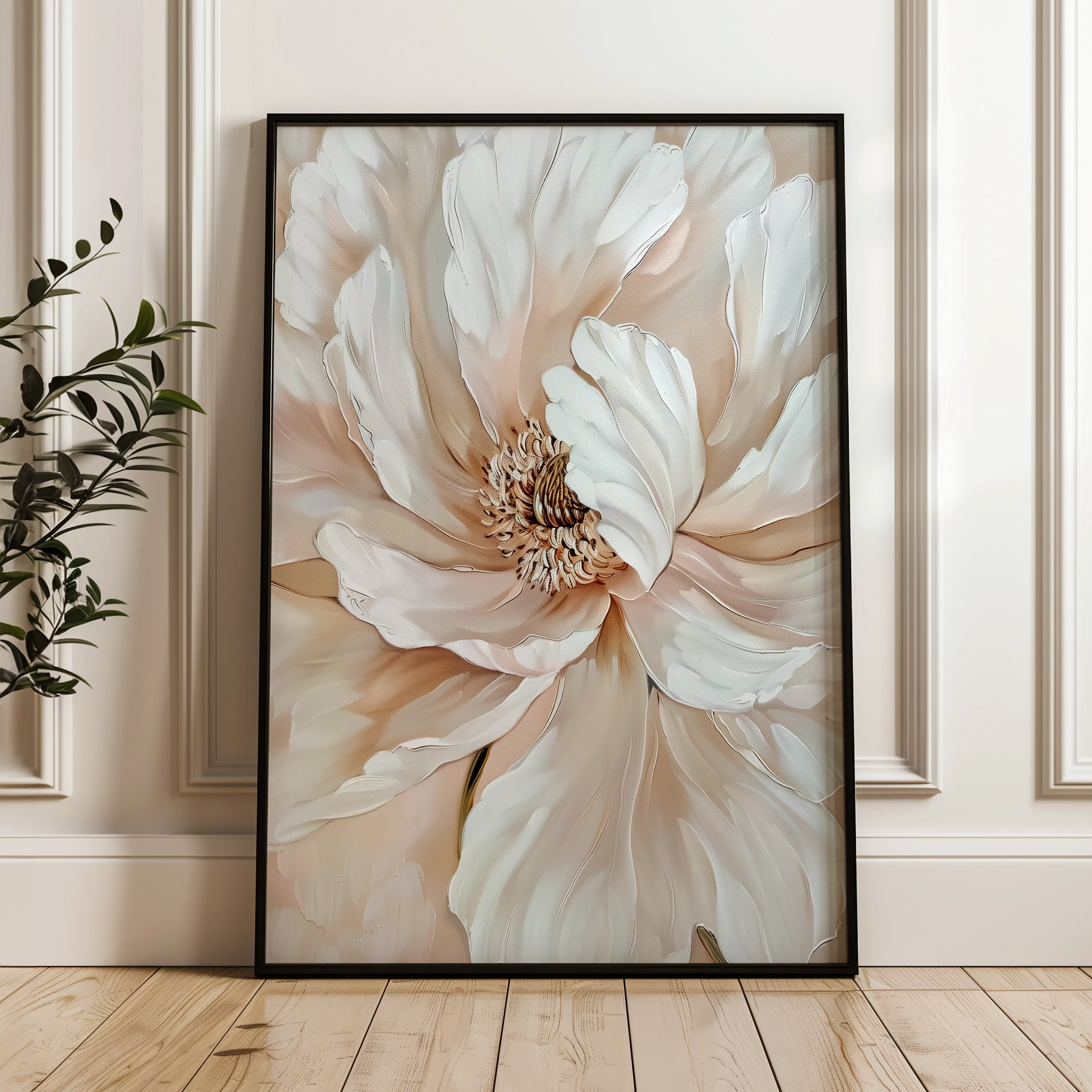 Floral 642 Canvas Art 18" x 24" / 45 x 60 cm / Black