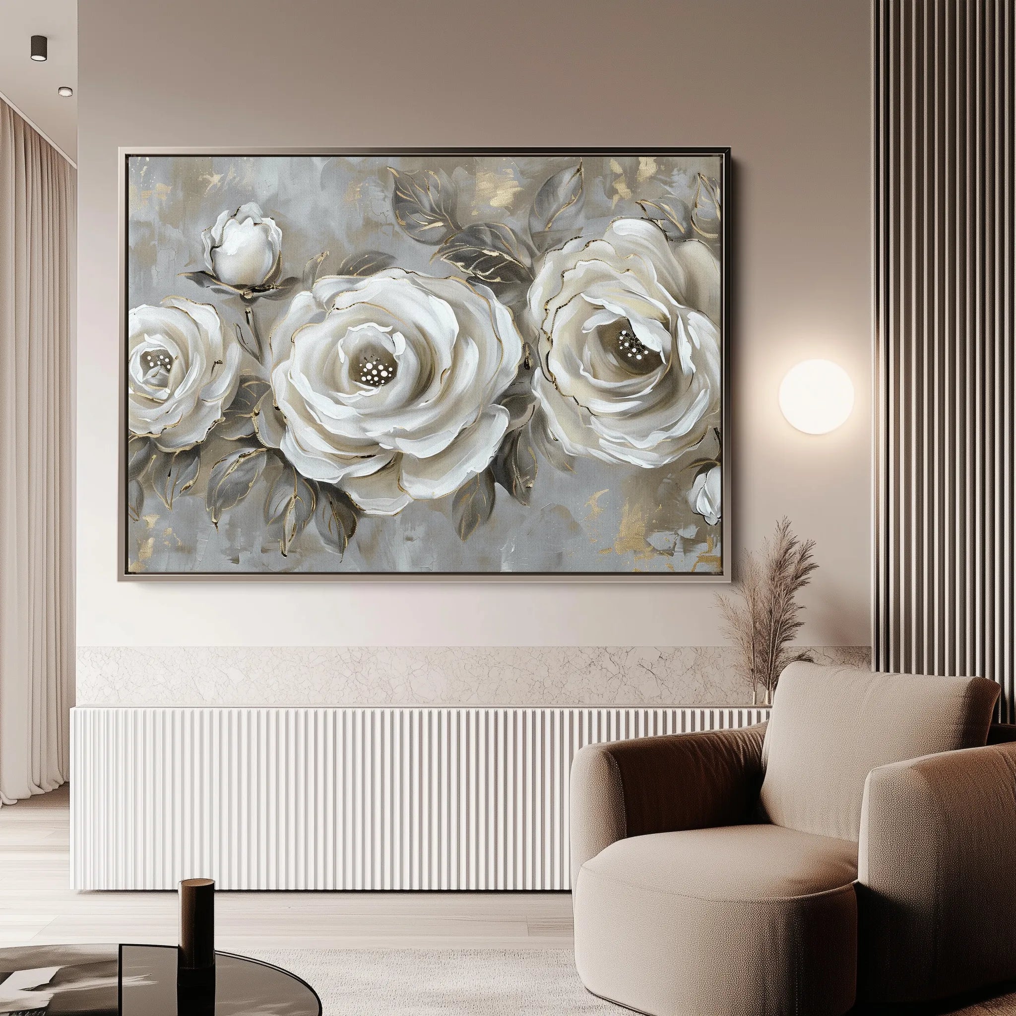Floral 647 Canvas Art 18" x 24" / 45 x 60 cm / Black