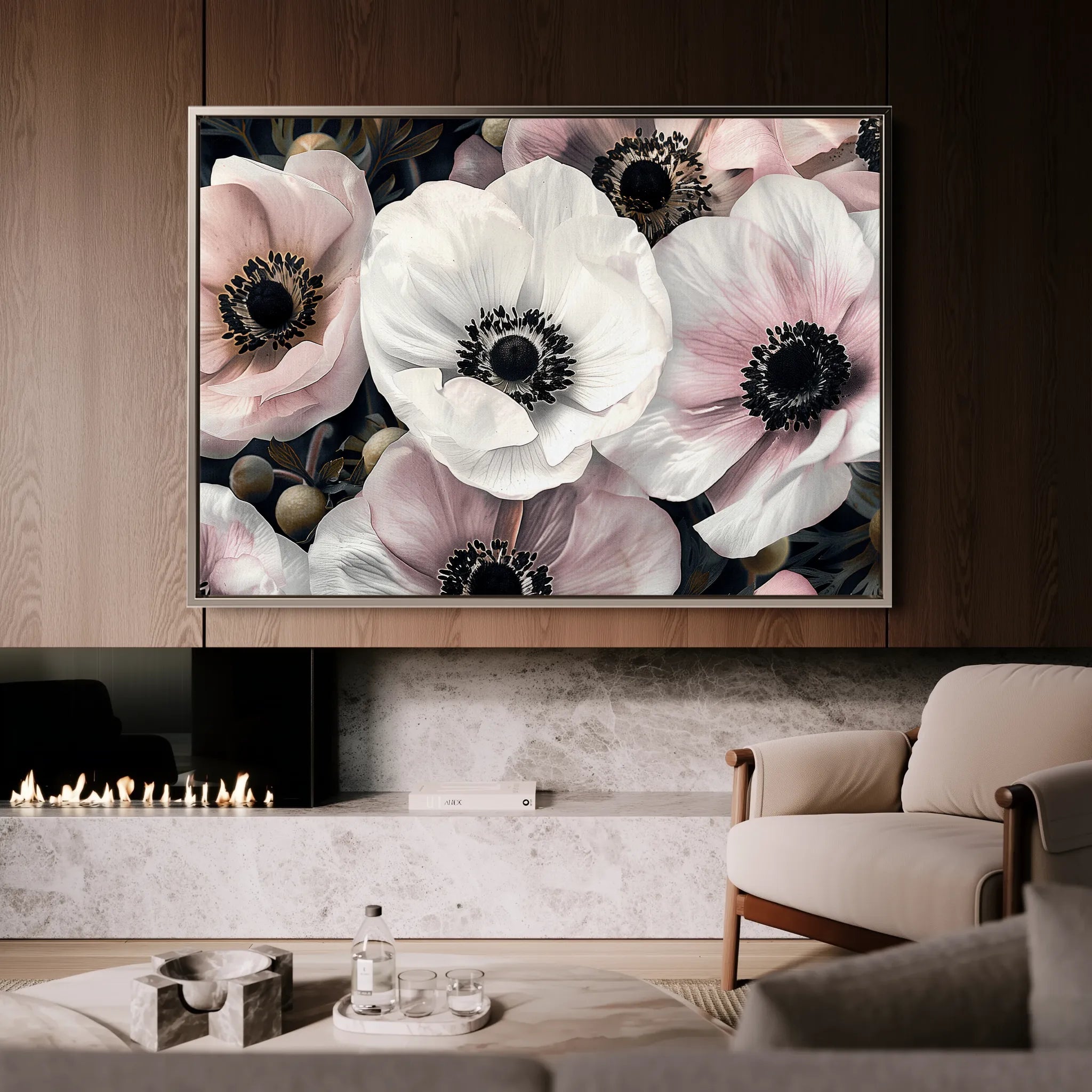 Floral 649 Canvas Art 18" x 24" / 45 x 60 cm / Black