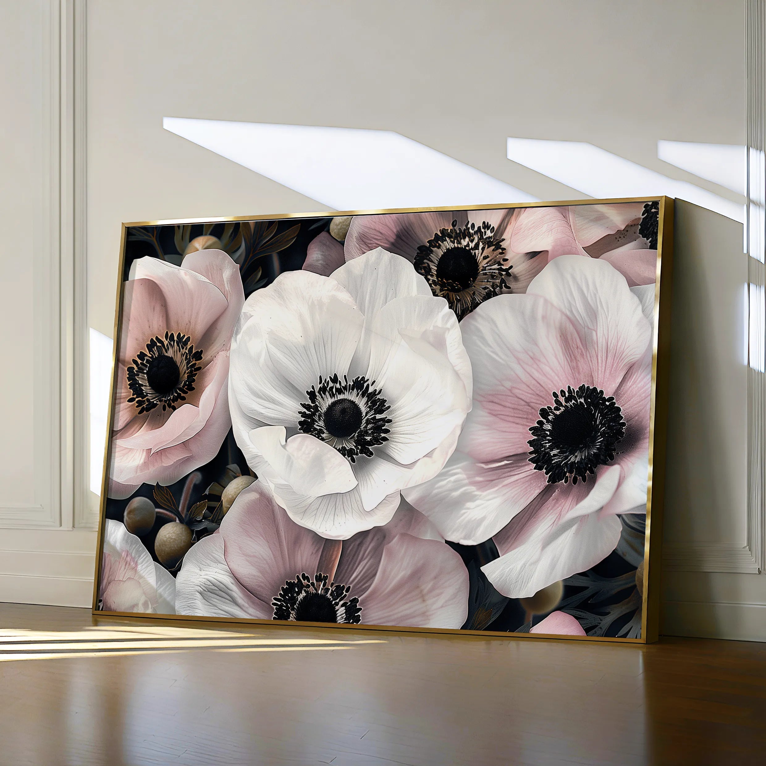 Floral 649 Canvas Art 18" x 24" / 45 x 60 cm / Black