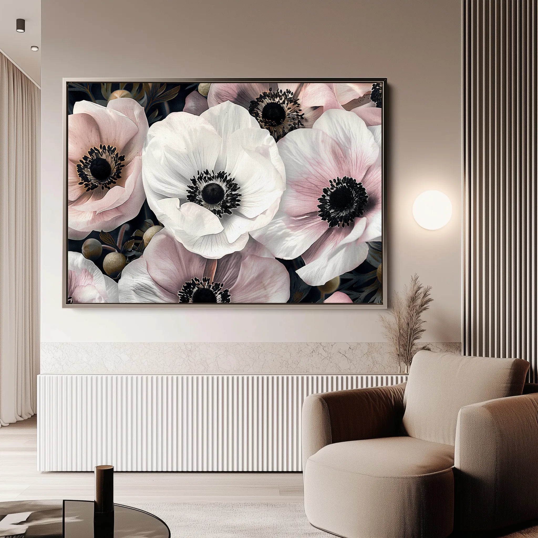 Floral 649 Canvas Art 18" x 24" / 45 x 60 cm / Black