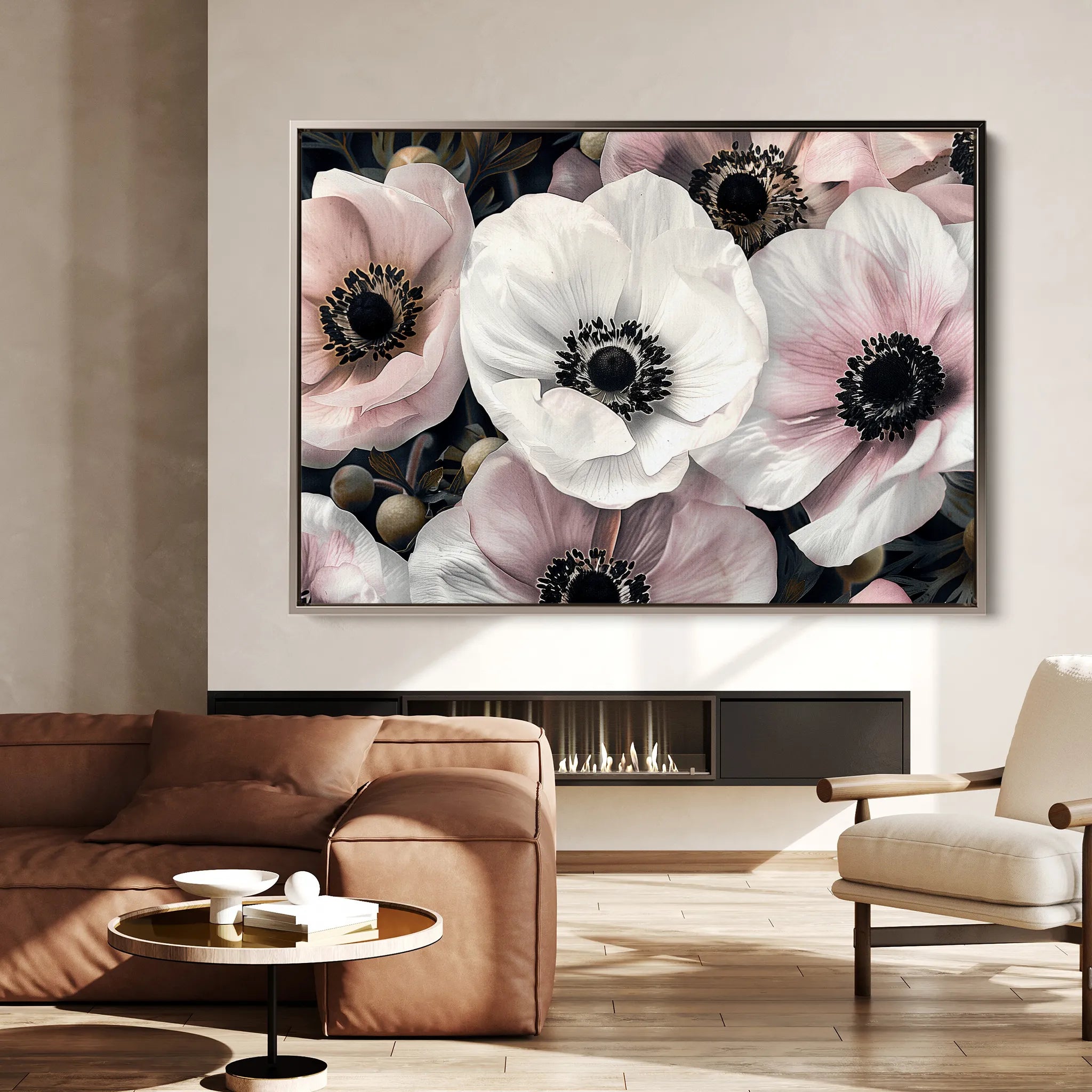 Floral 649 Canvas Art 18" x 24" / 45 x 60 cm / Black
