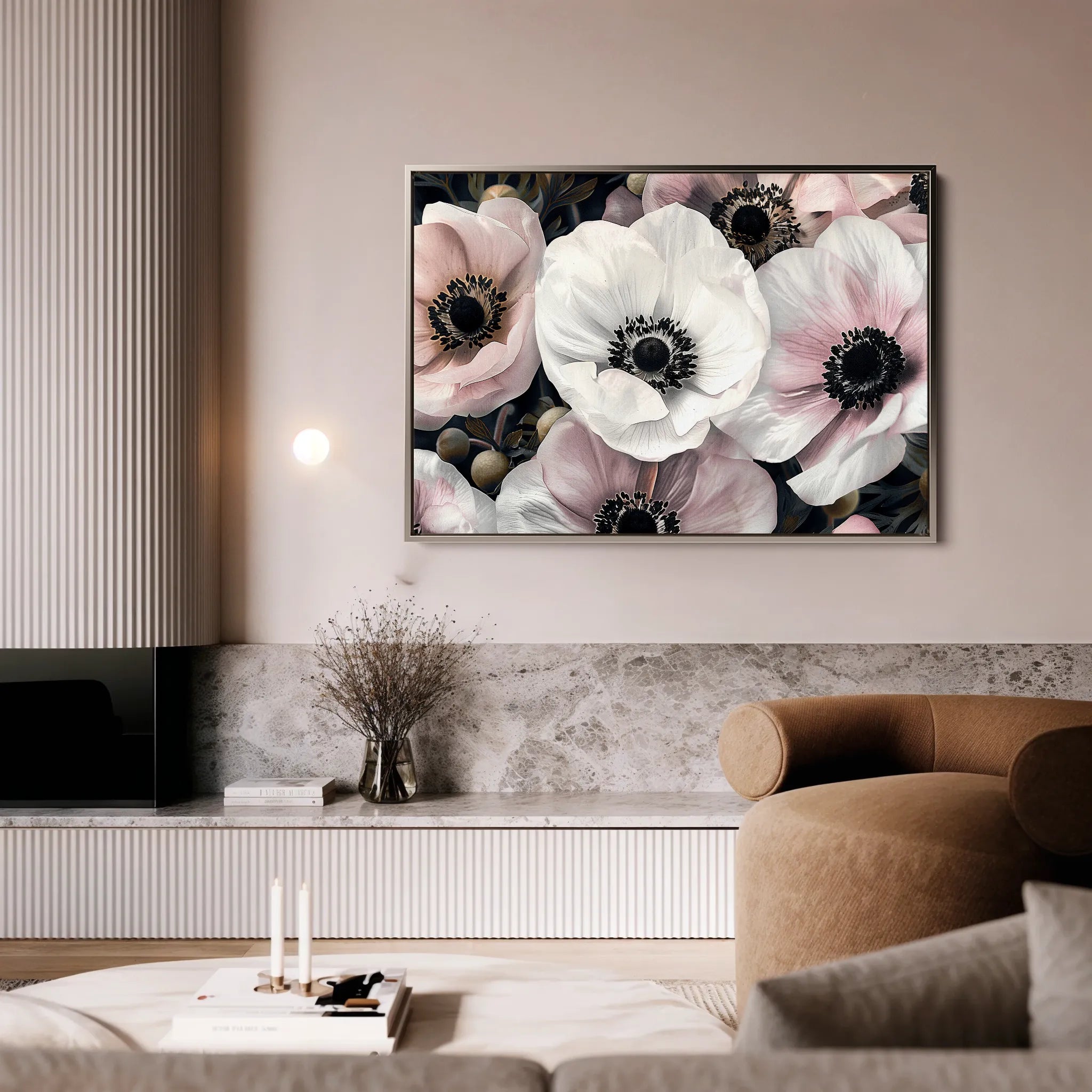 Floral 649 Canvas Art 18" x 24" / 45 x 60 cm / Black