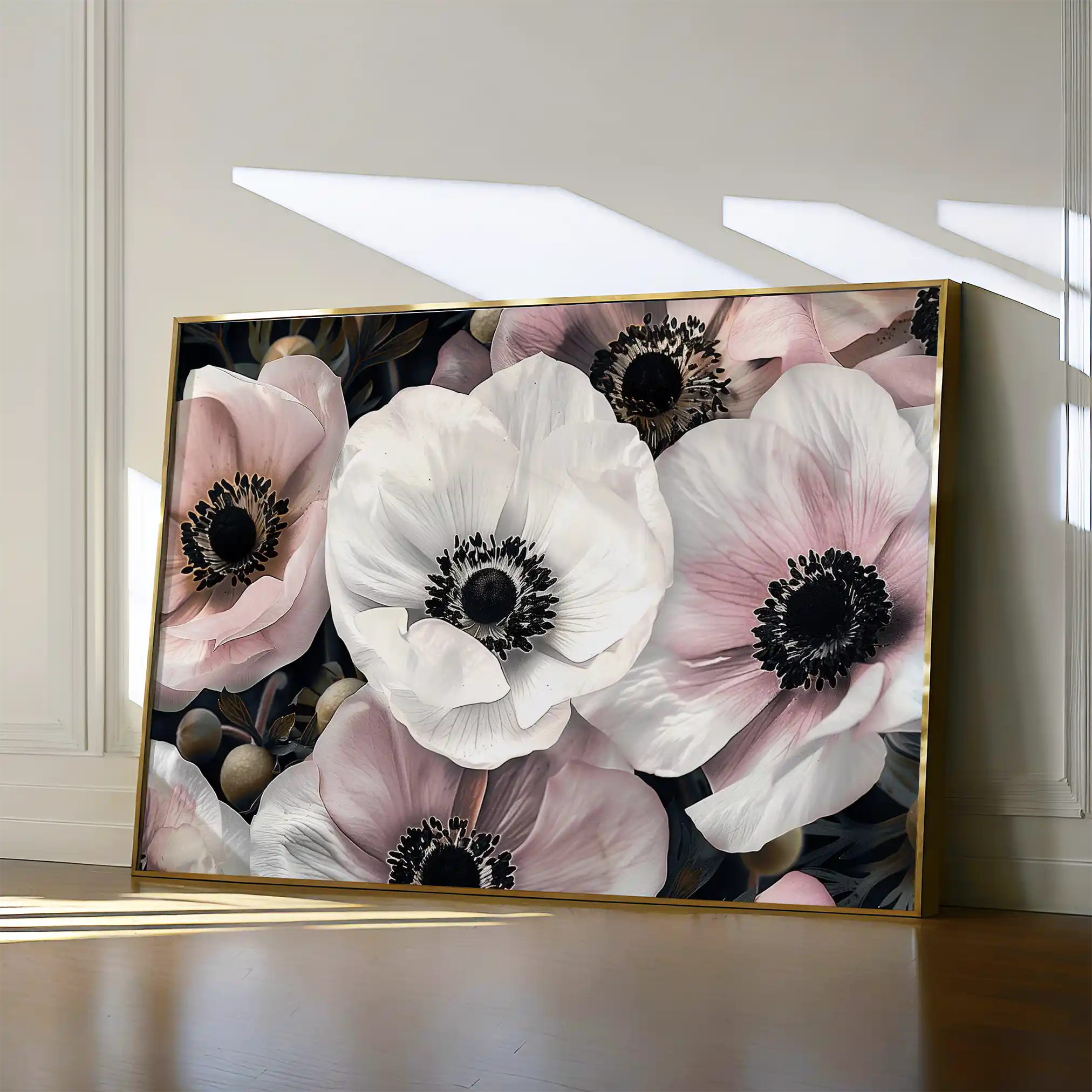 Floral 649 Canvas Art 60 x 40 cm / Black
