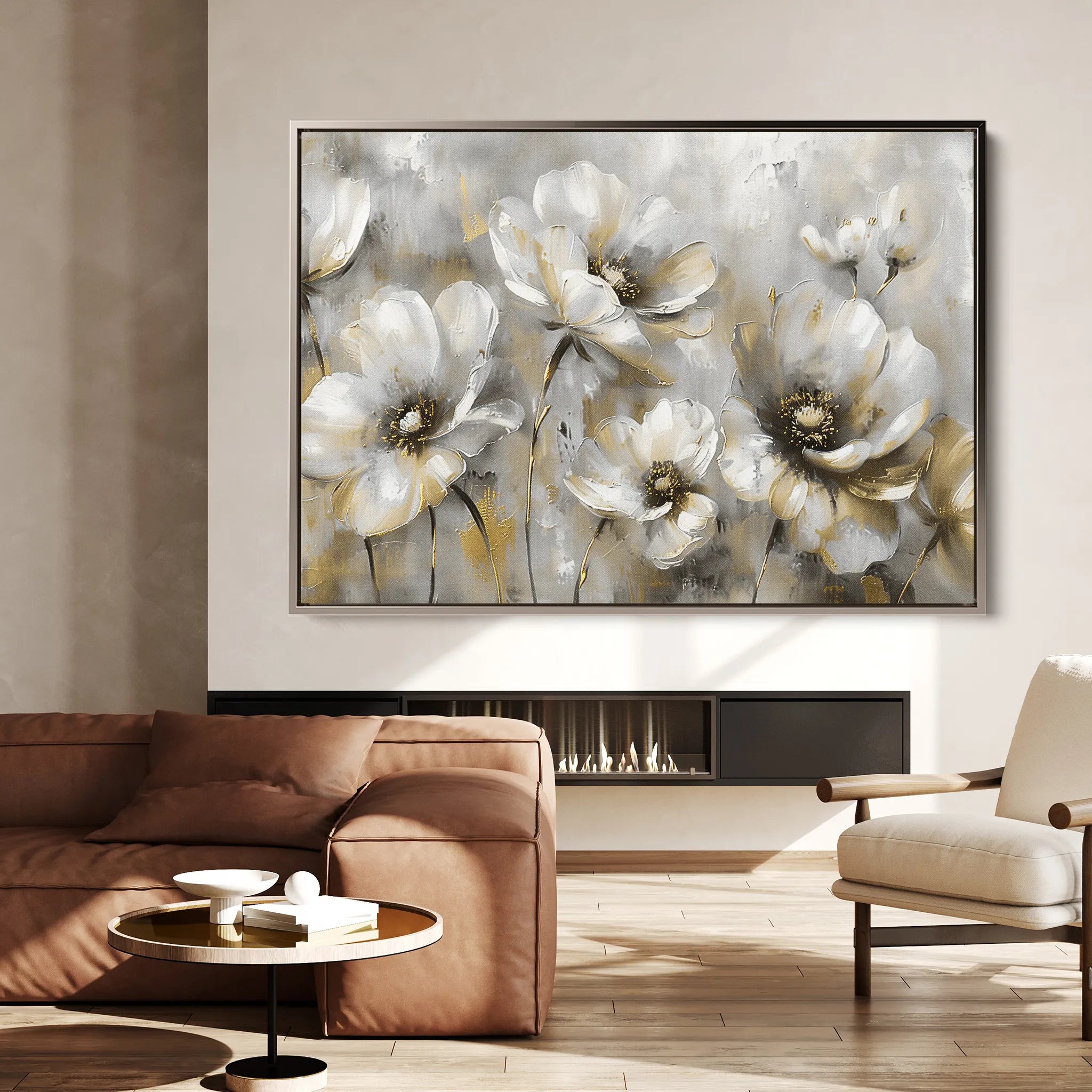 Floral 652 Canvas Art 18" x 24" / 45 x 60 cm / Black