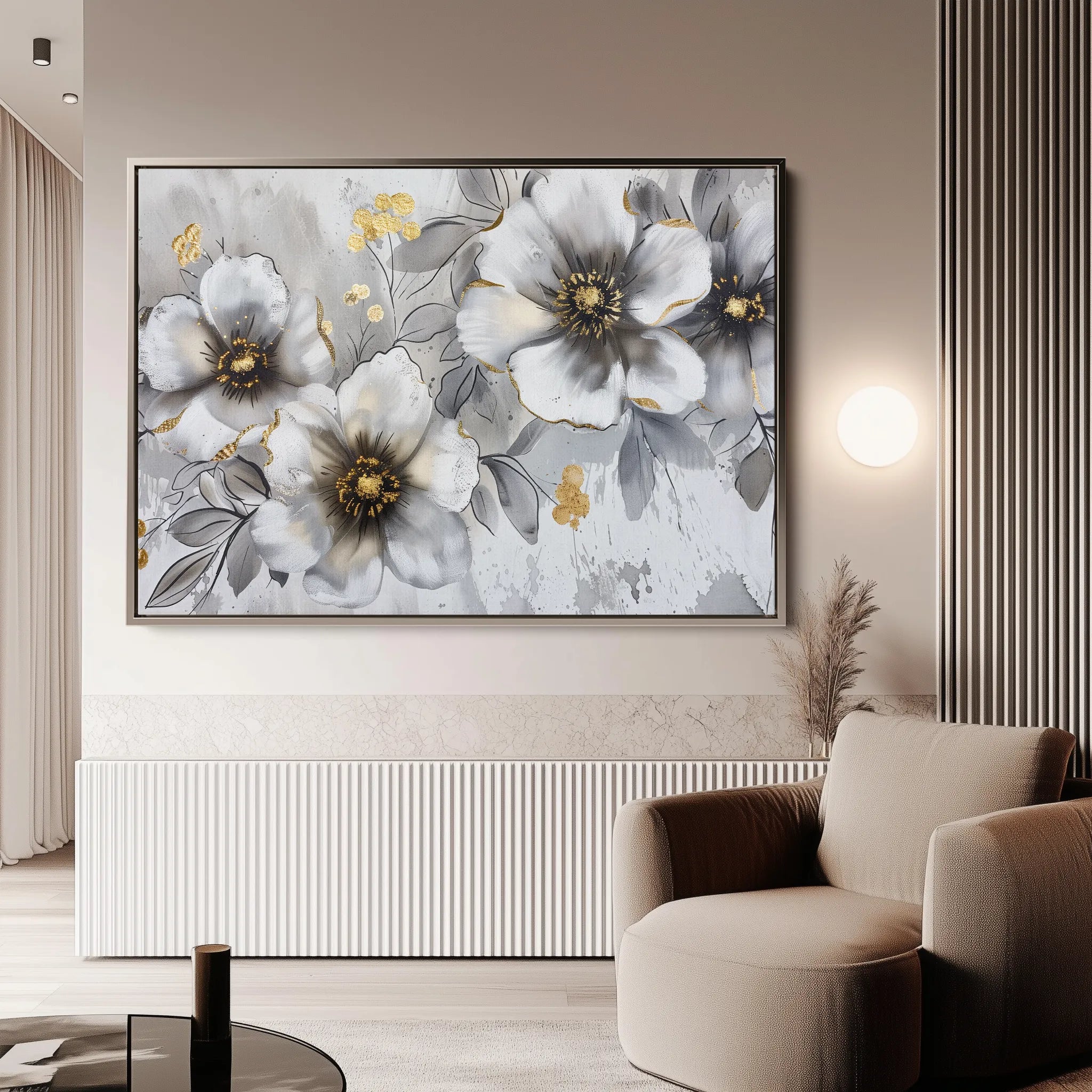 Floral 653 Canvas Art 18" x 24" / 45 x 60 cm / Black
