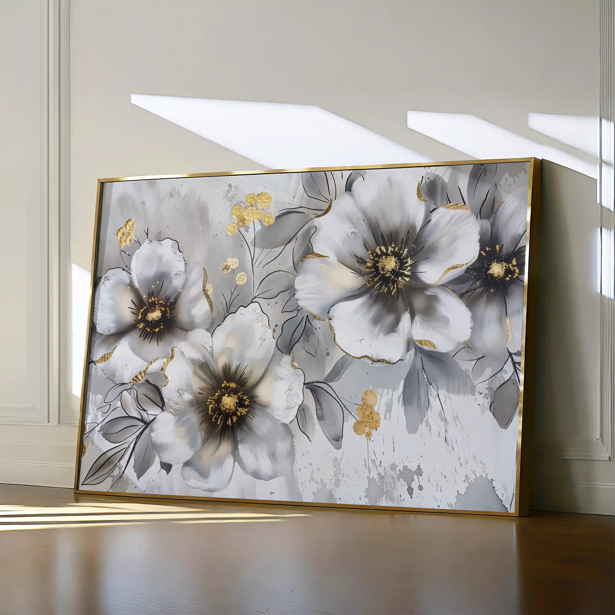 Floral 653 Canvas Art 18" x 24" / 45 x 60 cm / Black