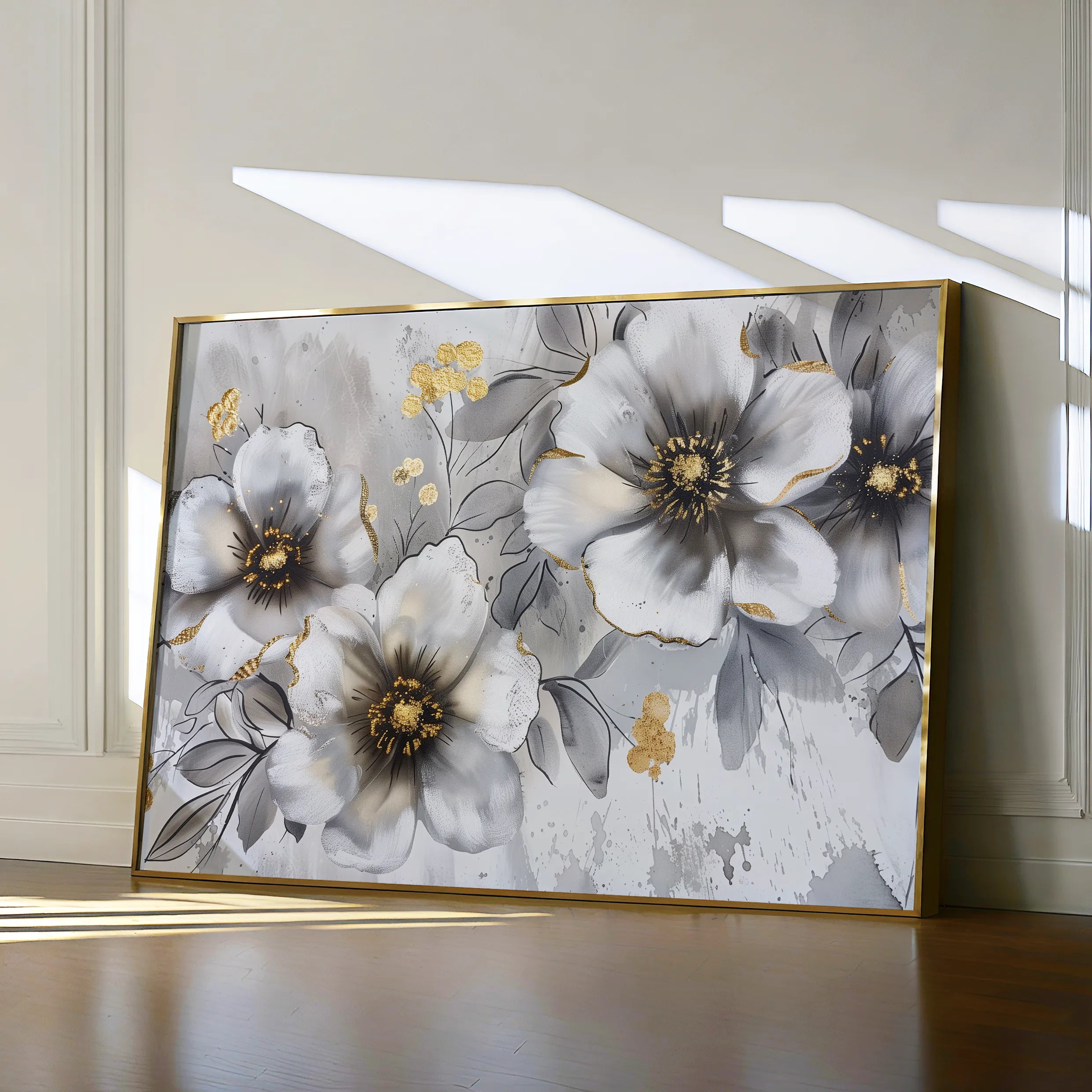 Floral 653 Canvas Art 18" x 24" / 45 x 60 cm / Black