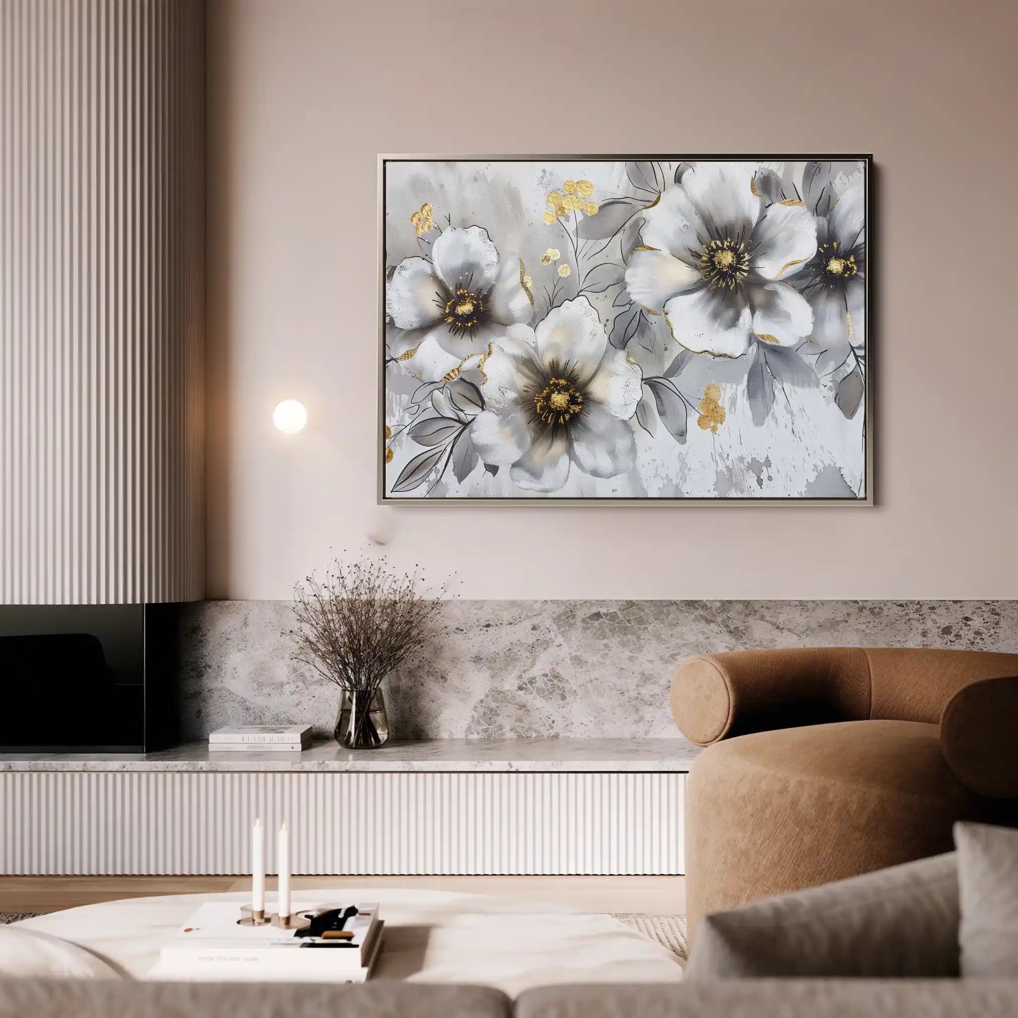 Floral 653 Canvas Art 18" x 24" / 45 x 60 cm / Black