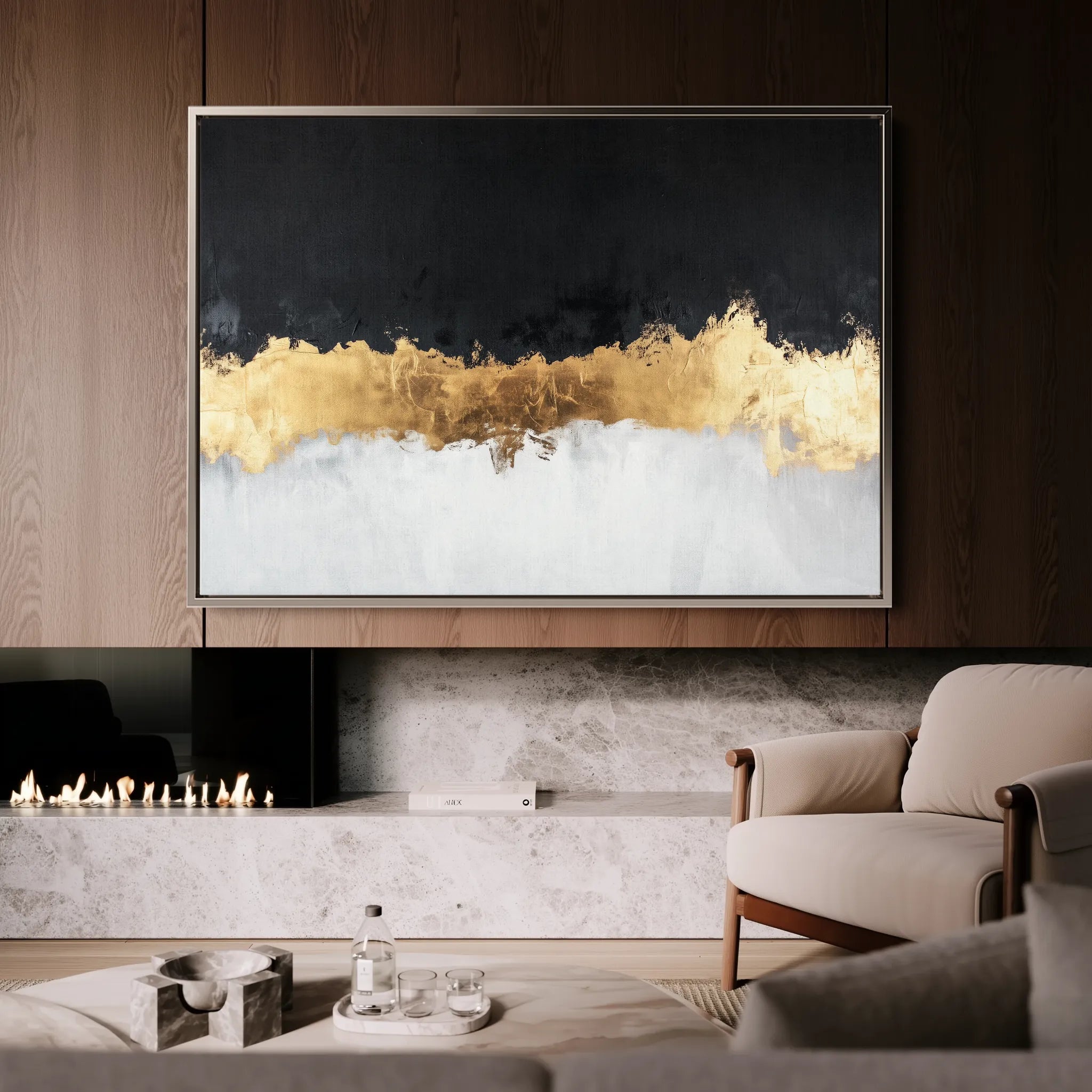 Abstract 654 Canvas Art 18" x 24" / 45 x 60 cm / Black