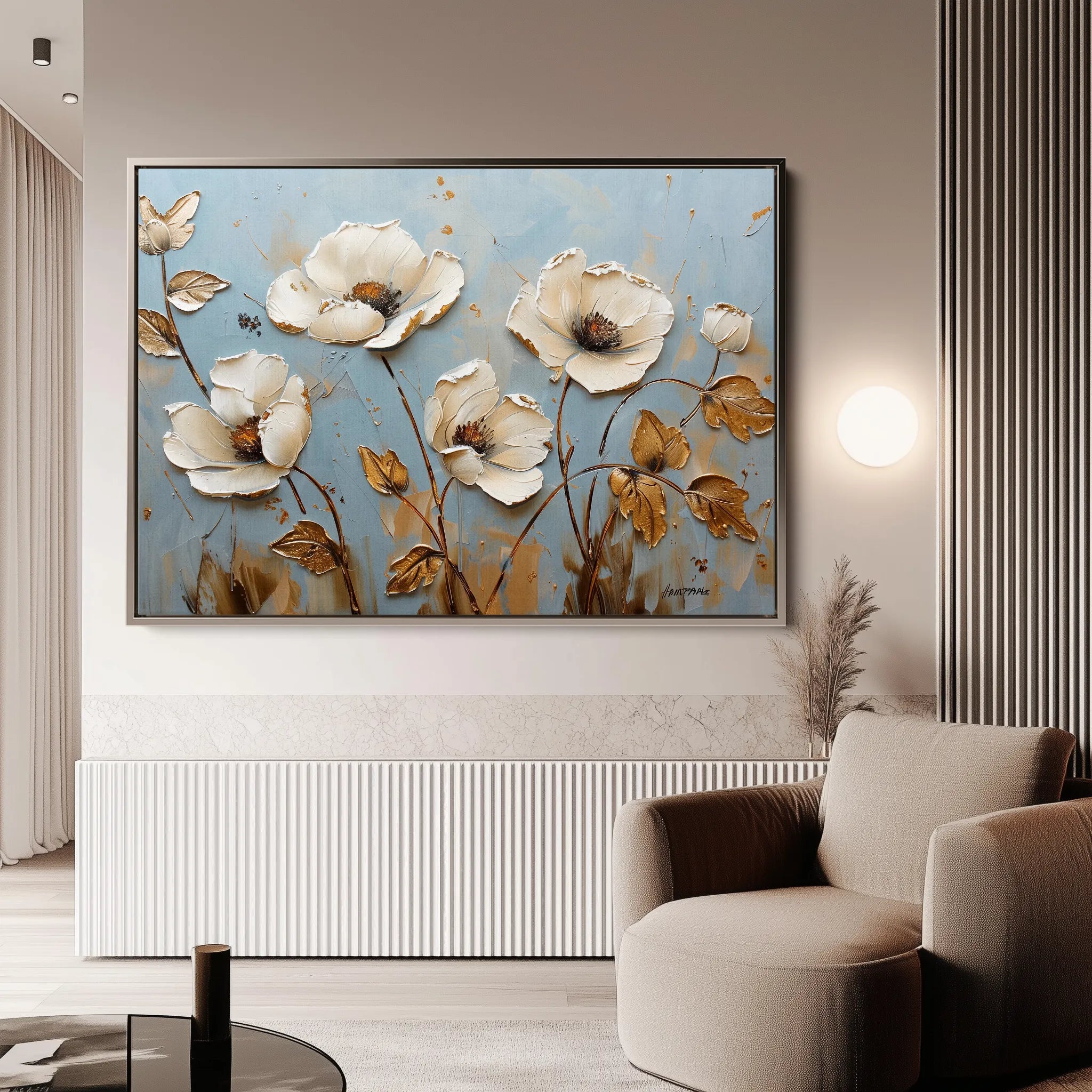 Floral 656 Canvas Art 18" x 24" / 45 x 60 cm / Black