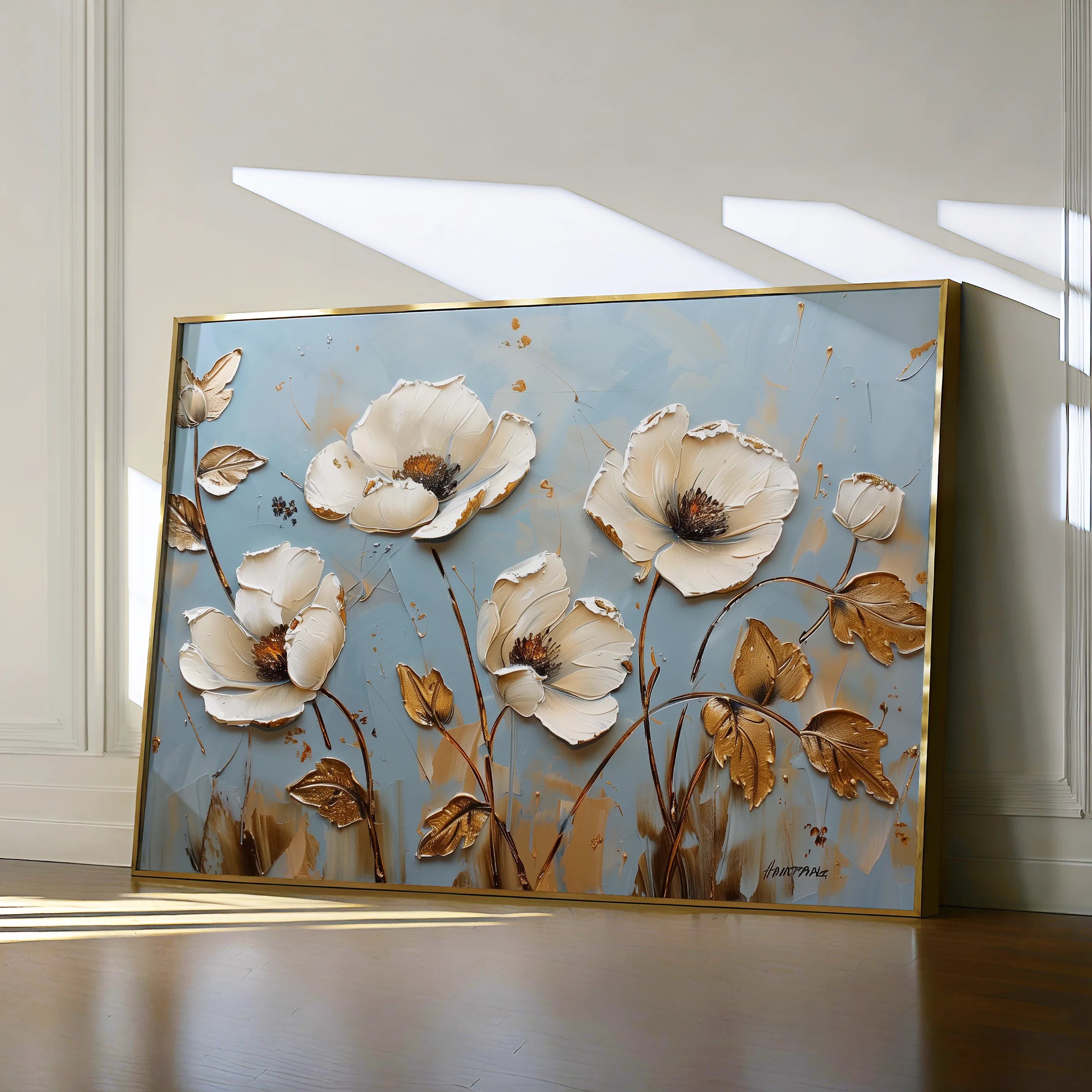 Floral 656 Canvas Art 18" x 24" / 45 x 60 cm / Black