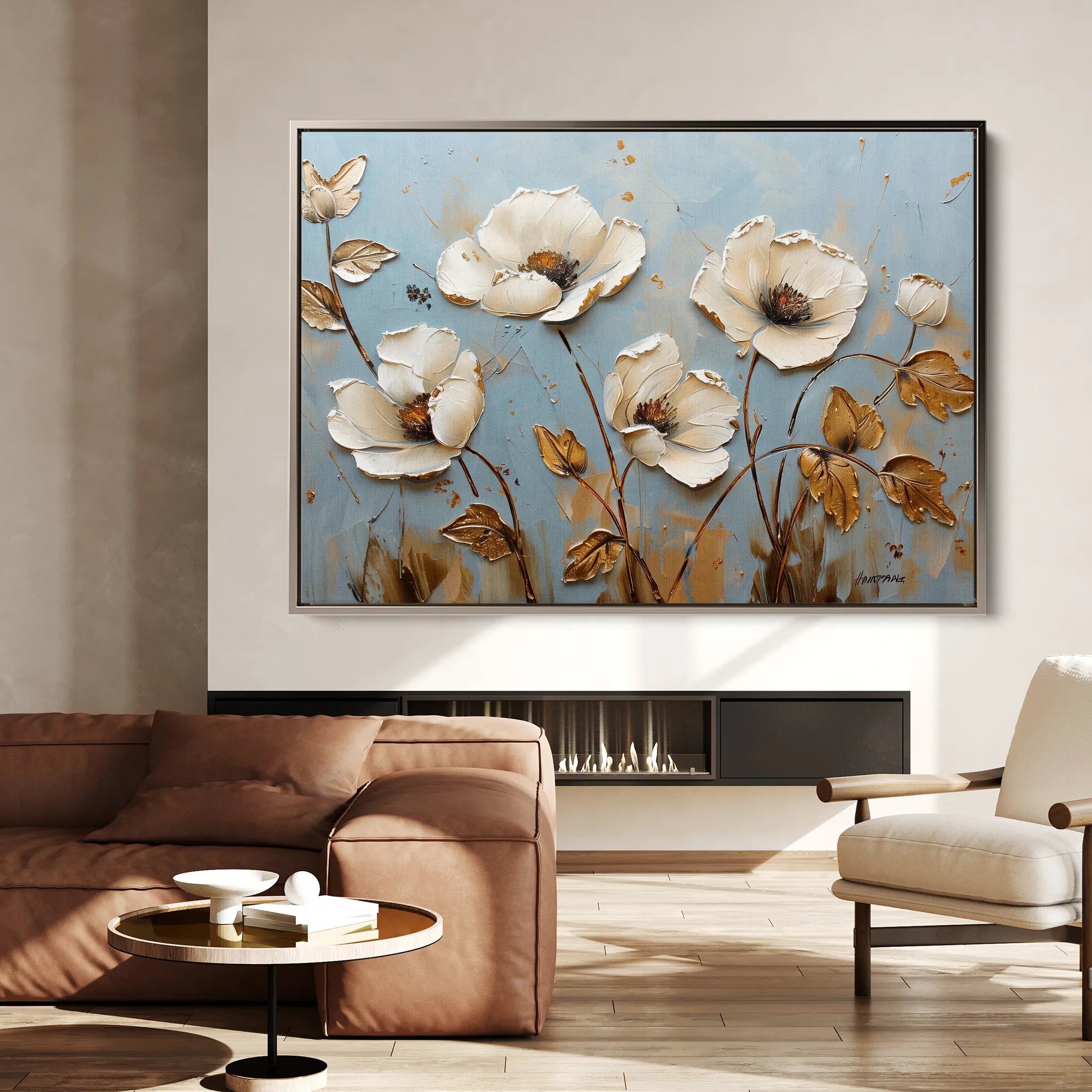 Floral 656 Canvas Art 18" x 24" / 45 x 60 cm / Black