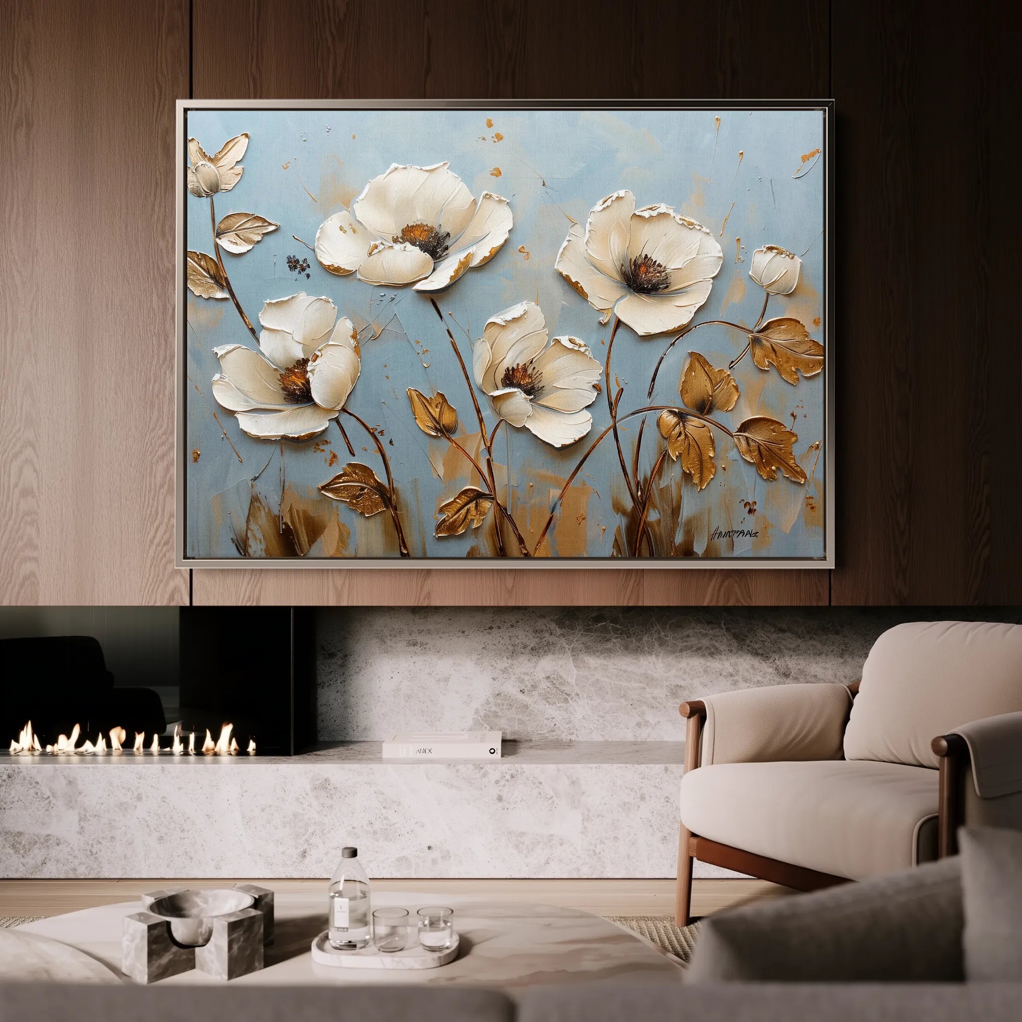 Floral 656 Canvas Art 18" x 24" / 45 x 60 cm / Black
