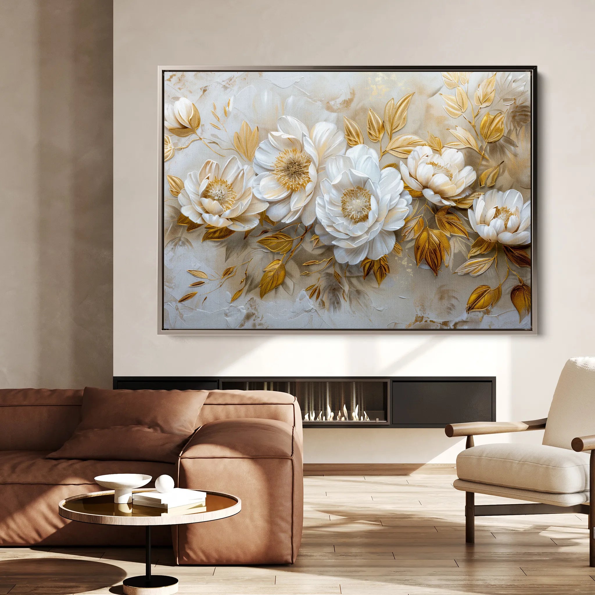 Floral 660 Canvas Art 18" x 24" / 45 x 60 cm / Black