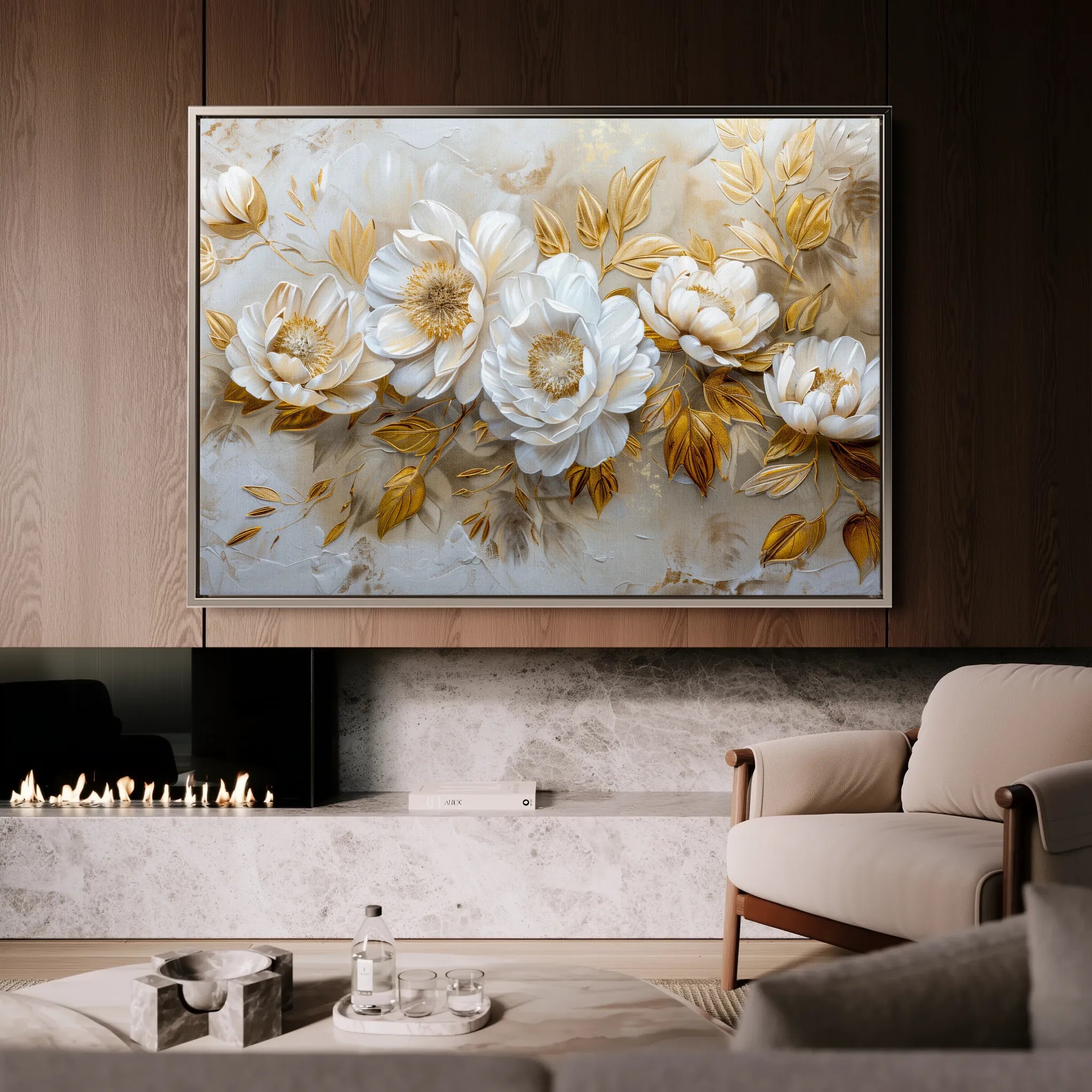 Floral 660 Canvas Art 18" x 24" / 45 x 60 cm / Black