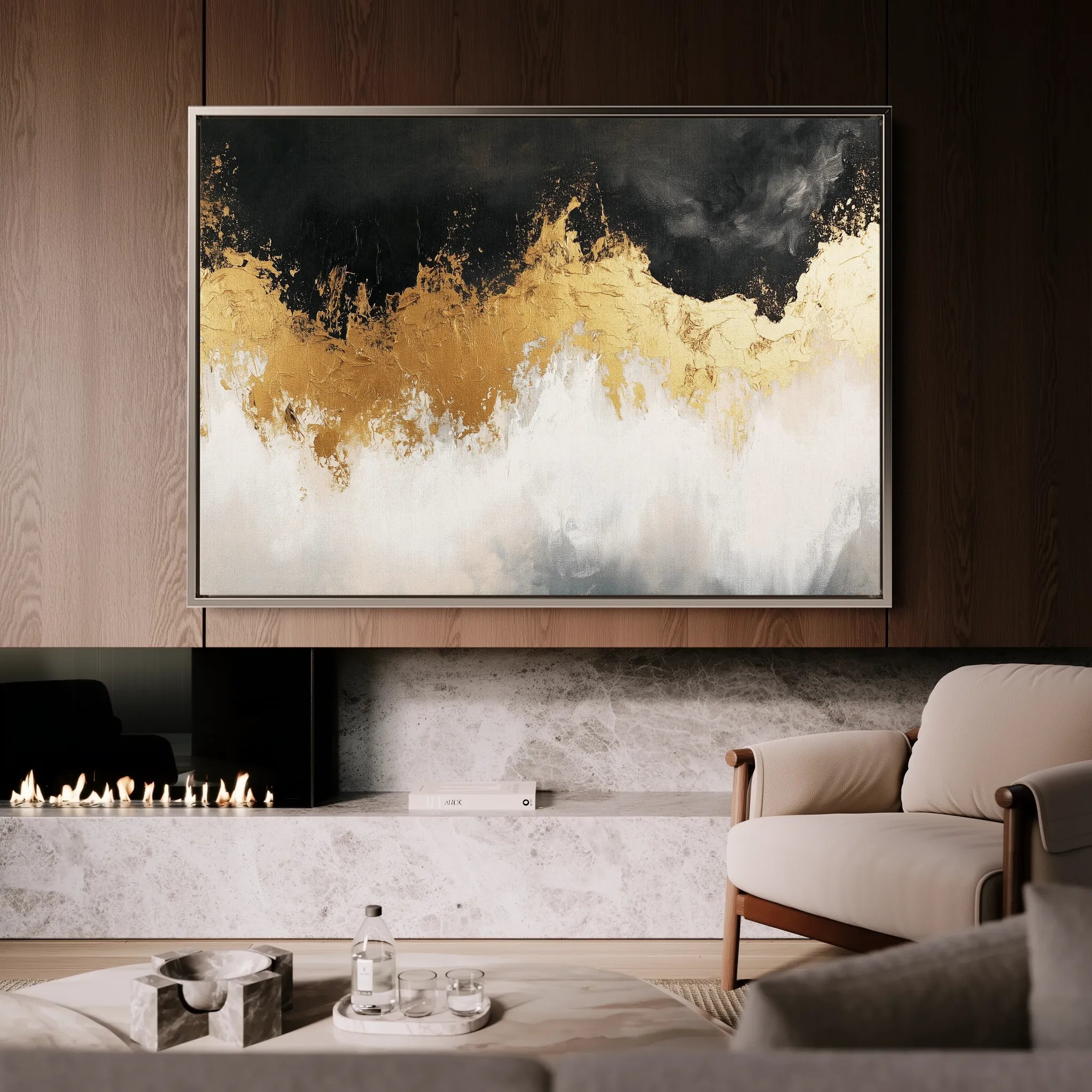 Abstract 665 Canvas Art 18" x 24" / 45 x 60 cm / Black