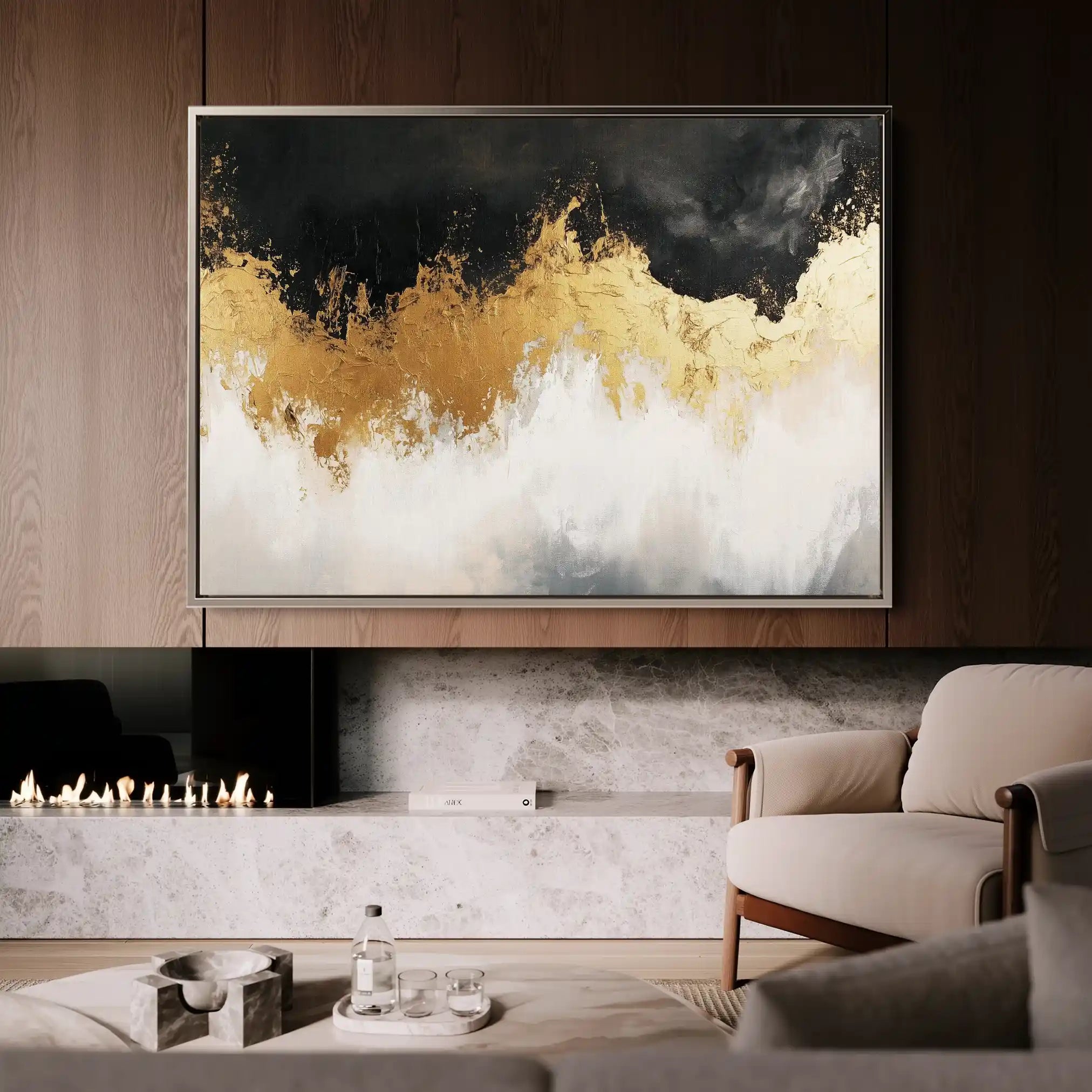 Abstract 665 Canvas Art 60 x 40 cm / Black