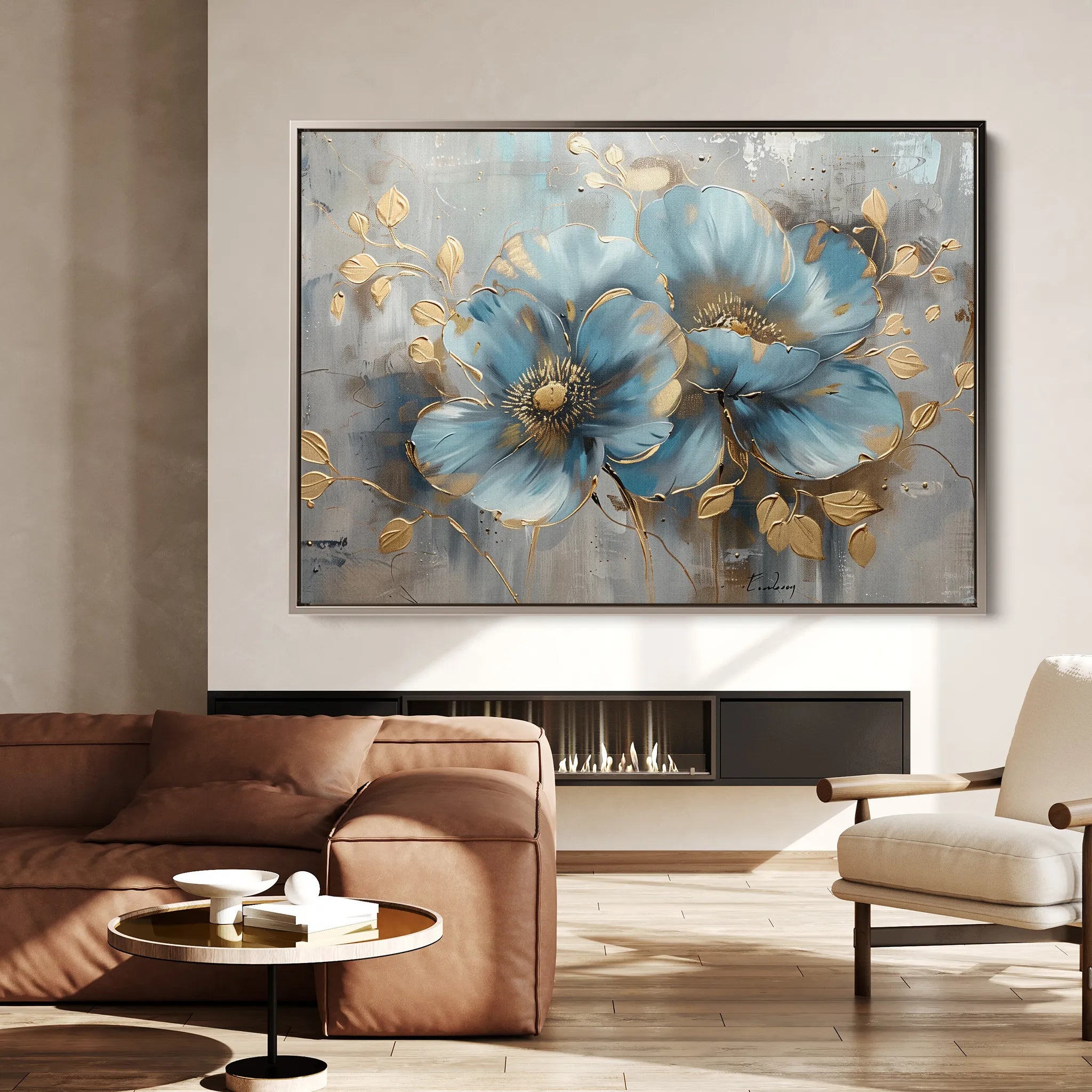 Floral 668 Canvas Art 18" x 24" / 45 x 60 cm / Black