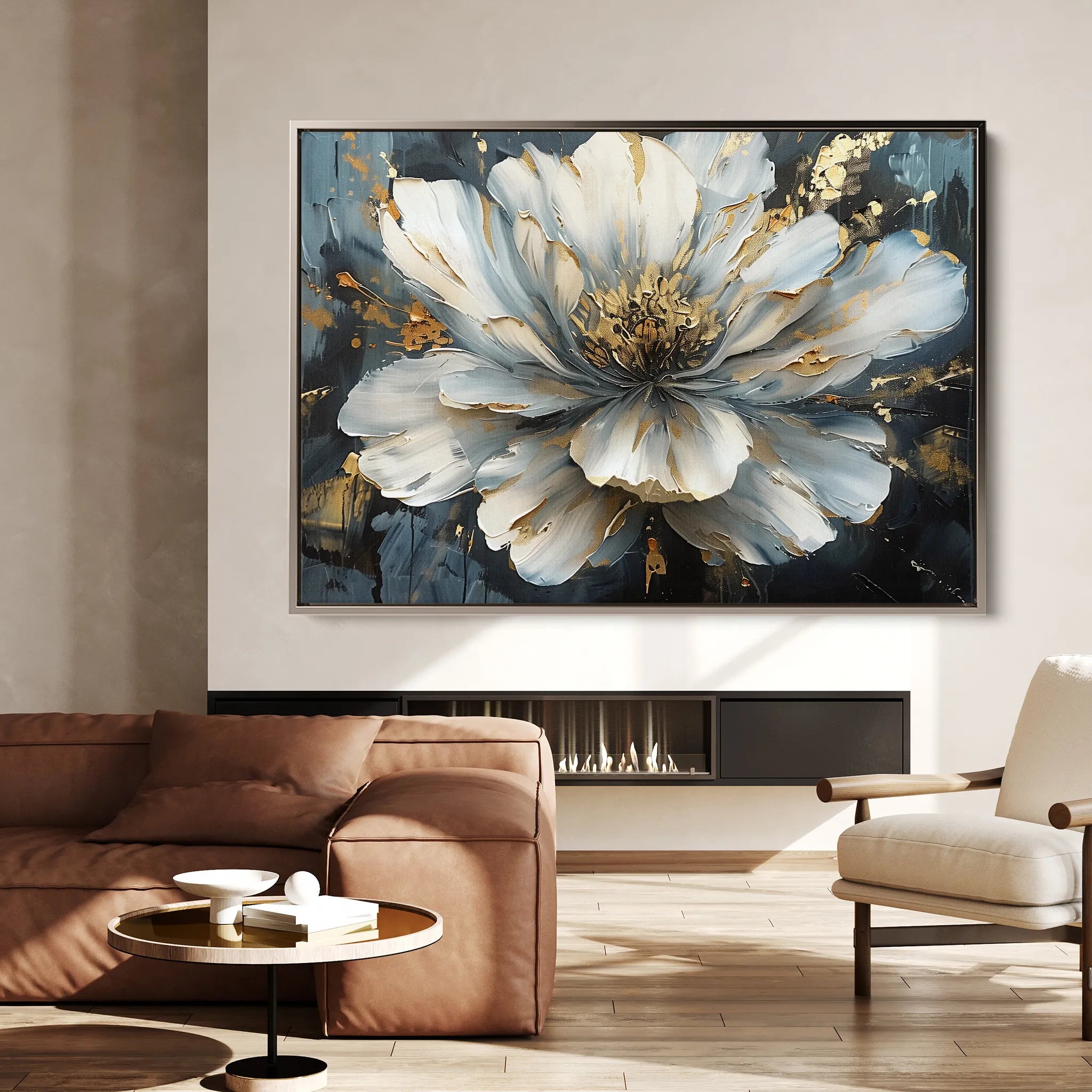Floral 672 Canvas Art 18" x 24" / 45 x 60 cm / Black