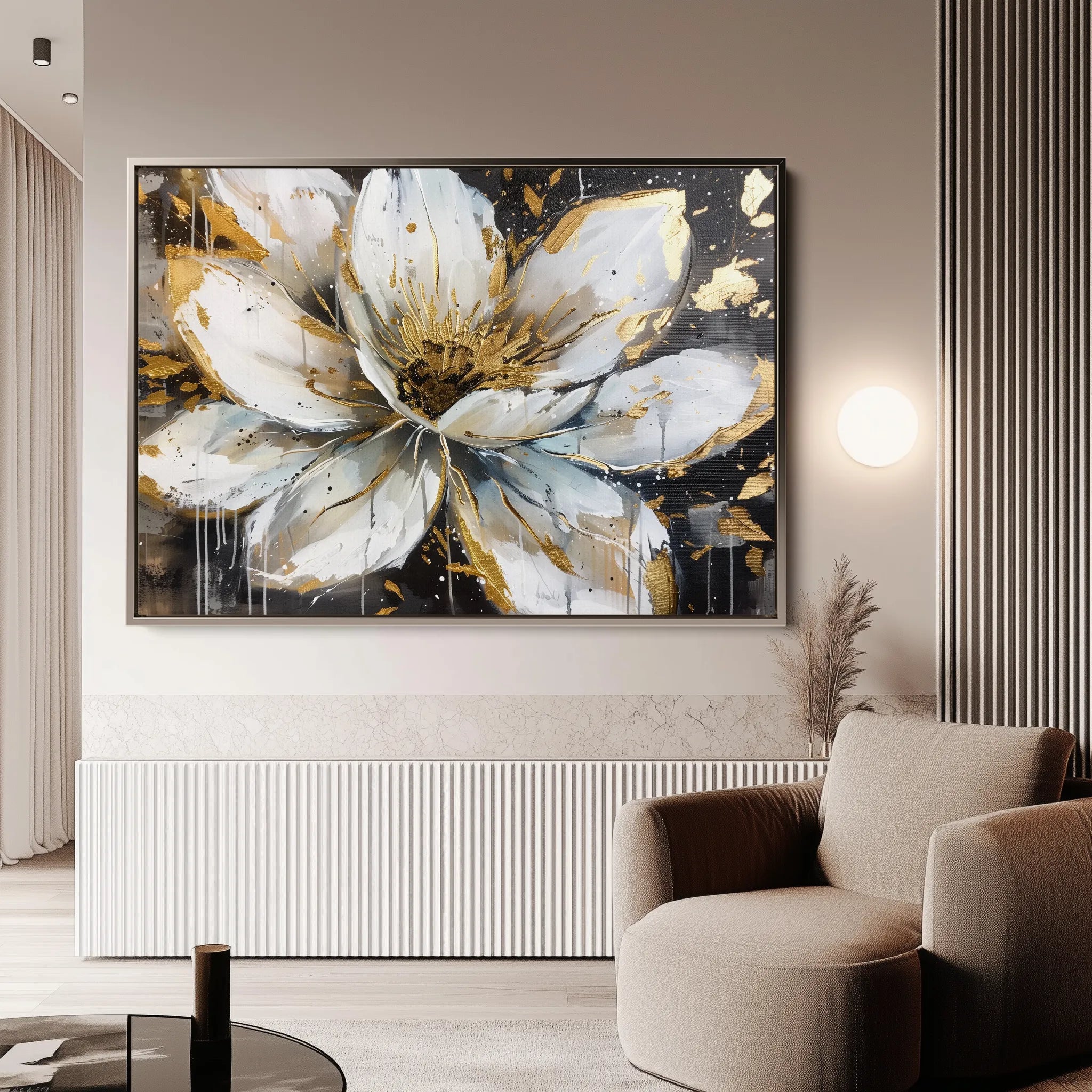 Floral 676 Canvas Art 18" x 24" / 45 x 60 cm / Black
