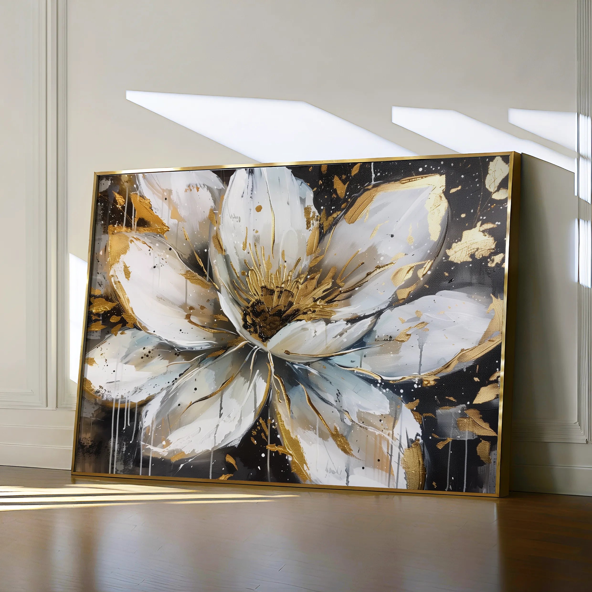 Floral 676 Canvas Art 18" x 24" / 45 x 60 cm / Black