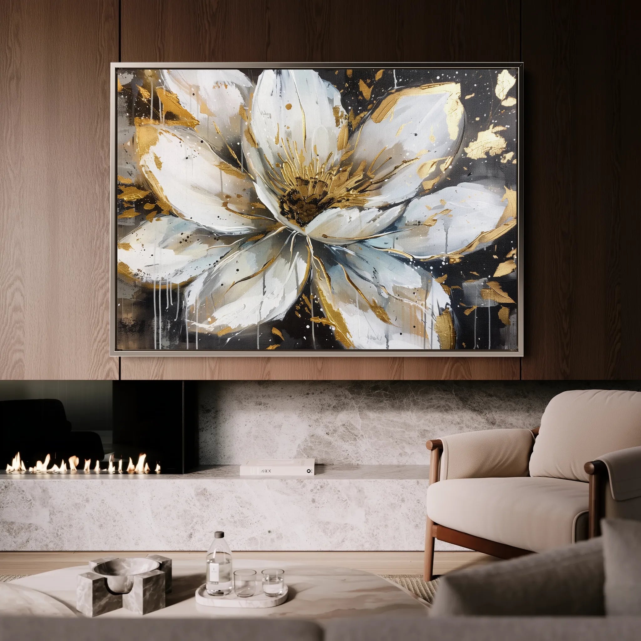 Floral 676 Canvas Art 18" x 24" / 45 x 60 cm / Black