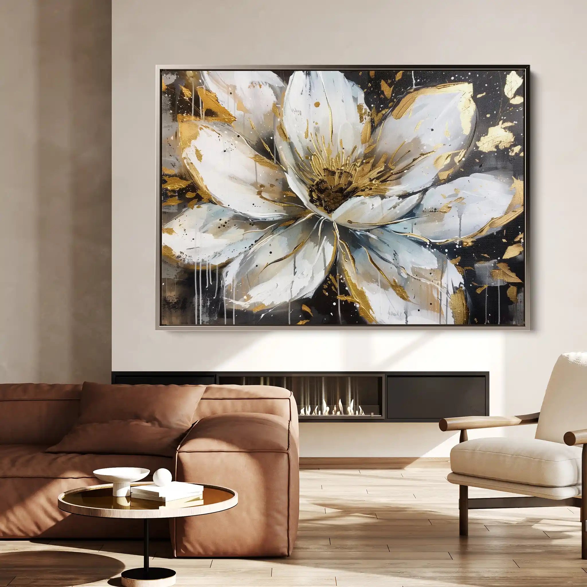 Floral 676 Canvas Art 60 x 40 cm / Black