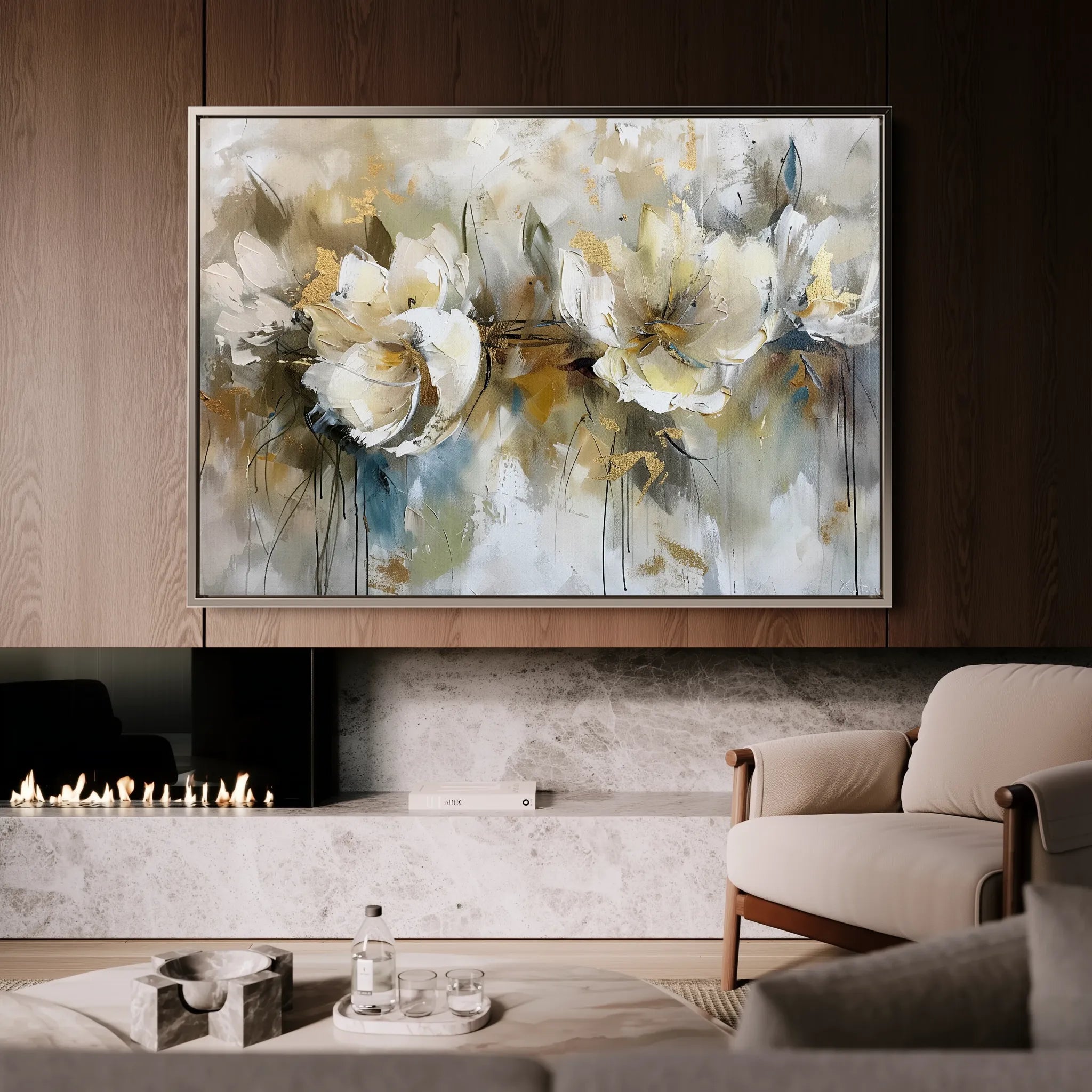 Floral 689 Canvas Art 18" x 24" / 45 x 60 cm / Black